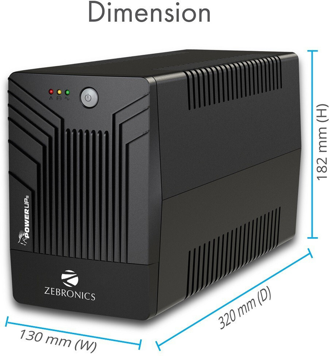 Image of ZEBRONICS Zeb-U1200 ZEB-U1200 1000 V Offline /Standby Tower Model UPS with Overload Protection 3 Outlet Plugs