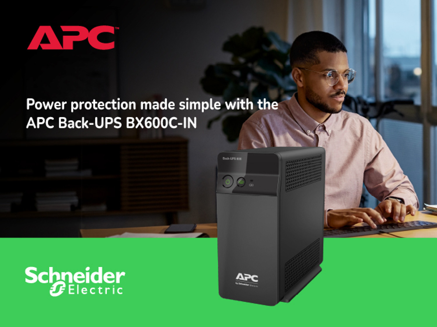 Image of APC BX600C-IN BACK - UPS 600 230 V Line-interactive Tower Model UPS with Overload Protection 3 Outlet Plugs