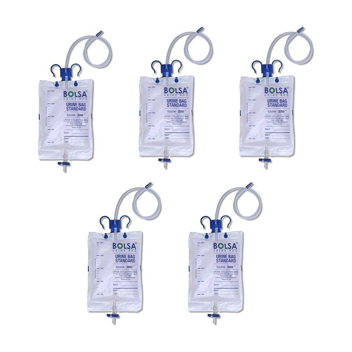 Bolsa Premium Disposable Urine Collection Bag with T-Tap Drainage | Pack of 5 Urine Bag