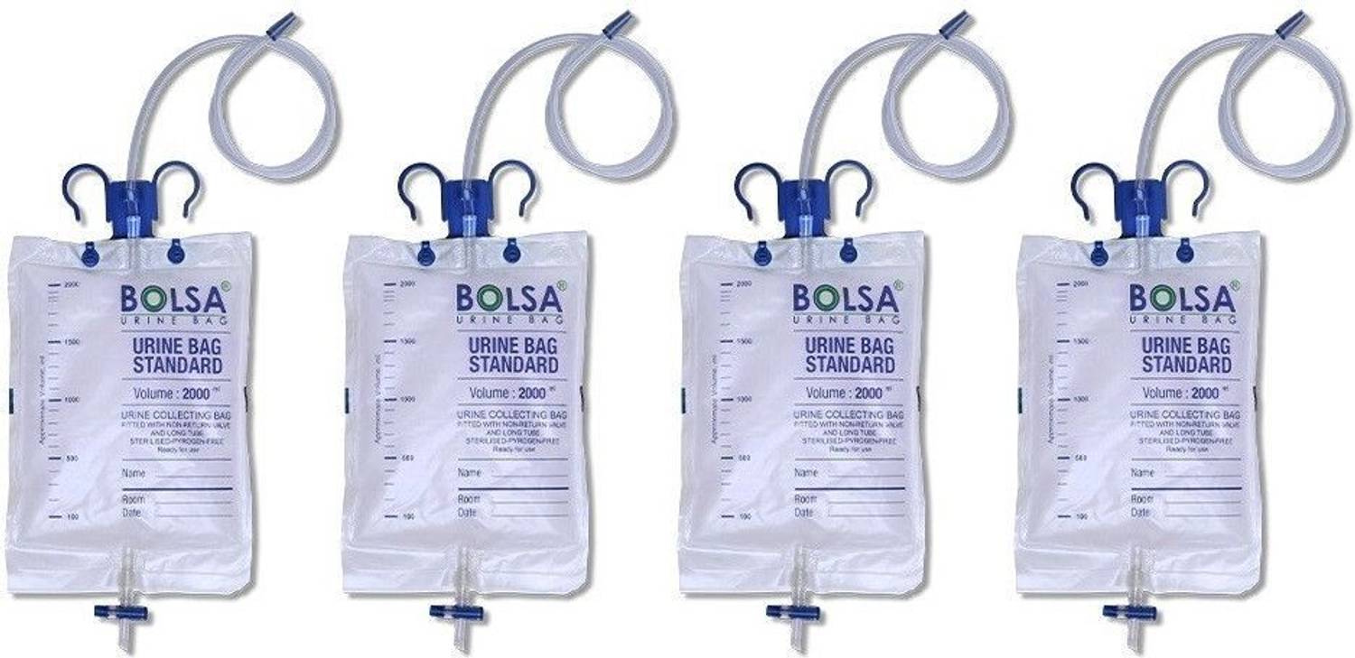 Bolsa Premium Disposable Urine Collection Bag with T-Tap Drainage | Pack of 4 Urine Bag