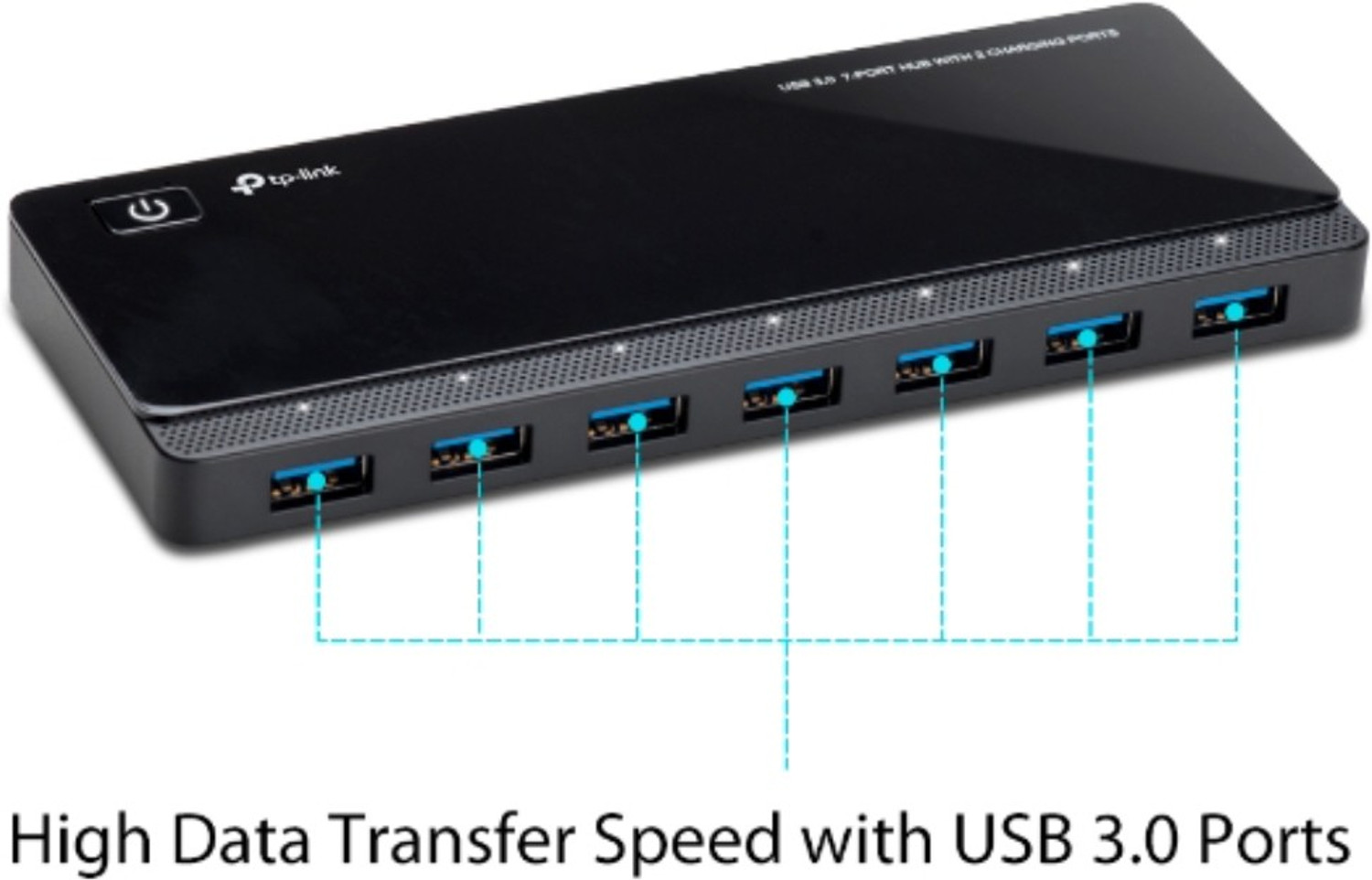 Image of TP-Link UH720 7-Port Hubwith 2 5V /2.4A Charging Ports USB Adapter