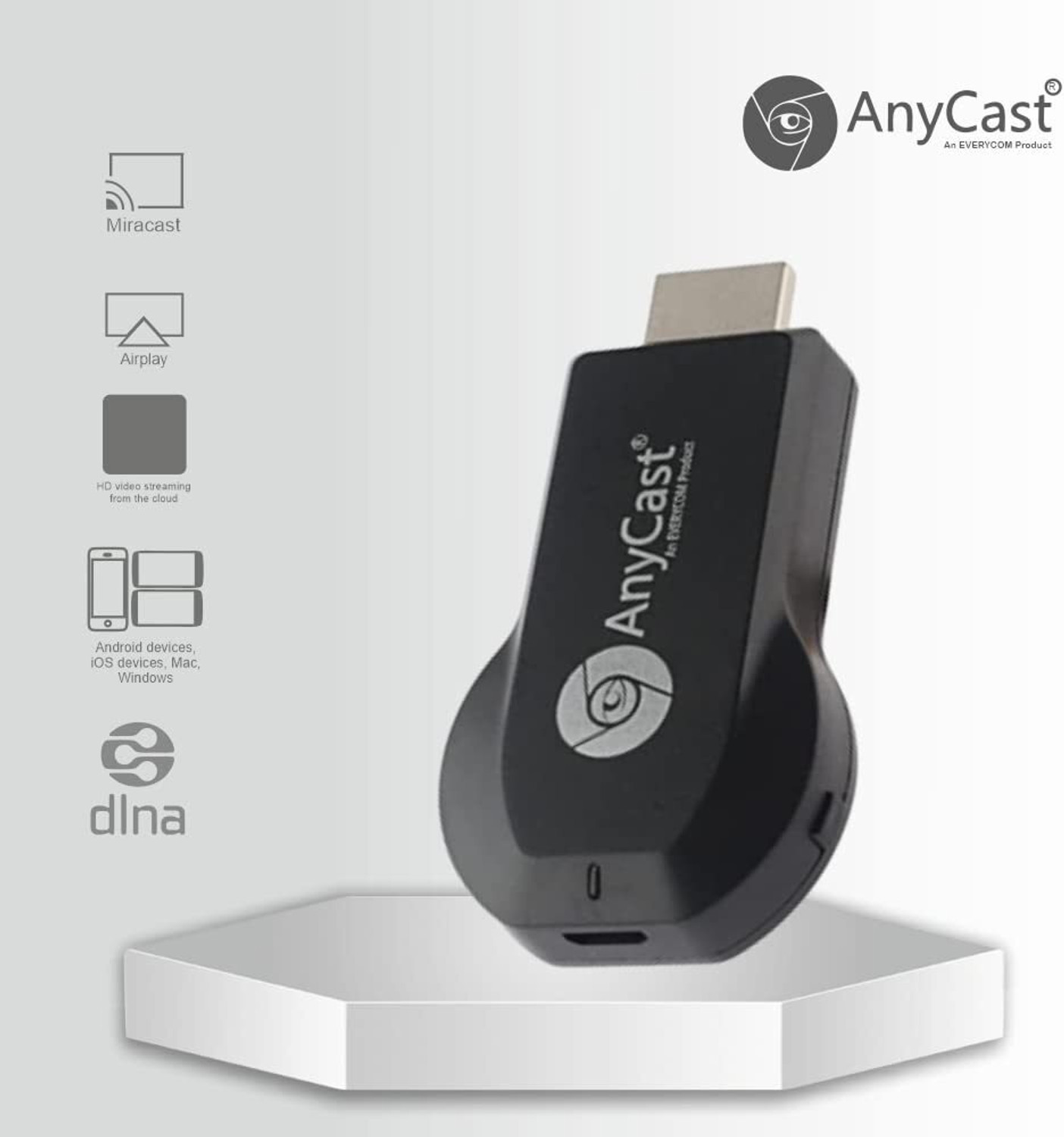 Image of Clairbell AnyCast (Wireless HDMI) Display Adapter with 1080p Streaming & Multi-DeviceQ165 Media Streaming Device (Black)
