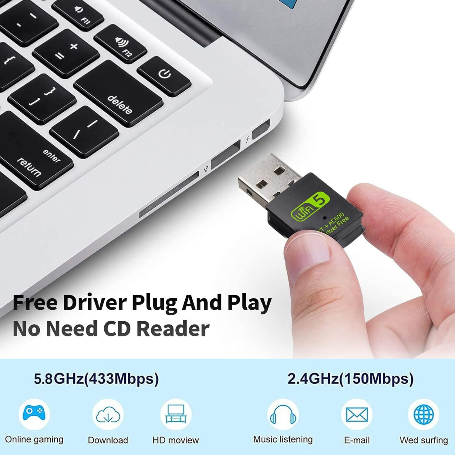 Image of Bkc Bluetooth and WiFi Adapter for Computer USB Adapter