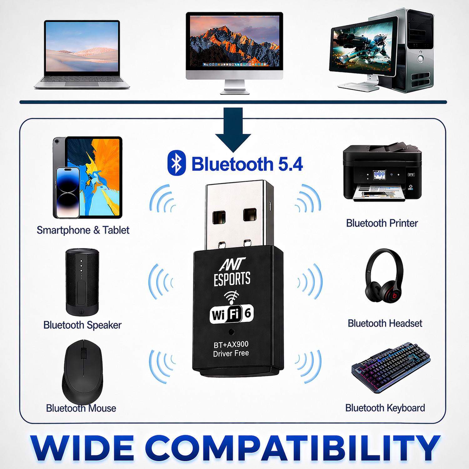 Image of Ant Esports AE900X Dual-band WiFi 6+ BT USB Adapter USB Adapter