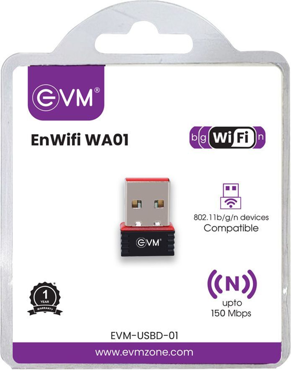 Image of EVM EnWifi USB Wireless Dongle for Laptop and Desktop Wi-Fi Receiver USB Adapter