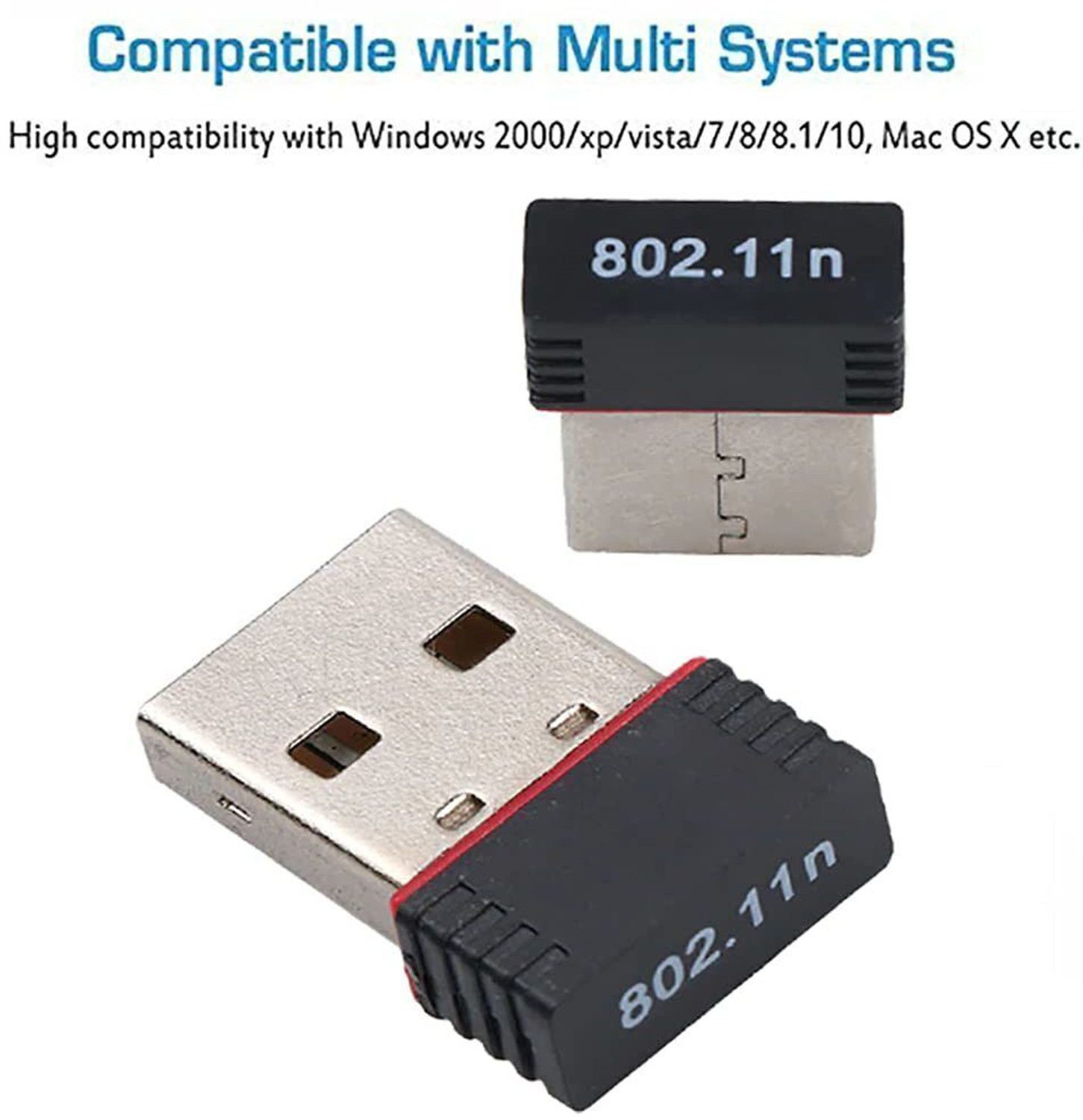 Image of Dezi Mini USB 2.0 Wireless WiFi Adapter 802.11N 300 Mbps for Computer, PC, Laptop(Black) USB Adapter