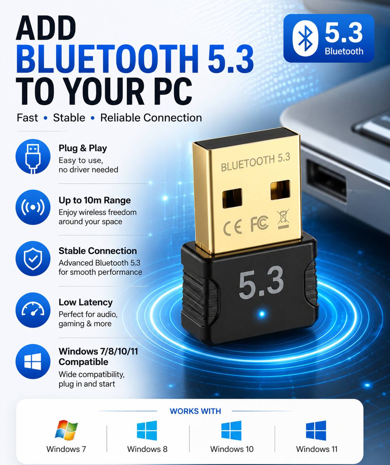 Dross Bluetooth 5.3 USB Dongle Adapter