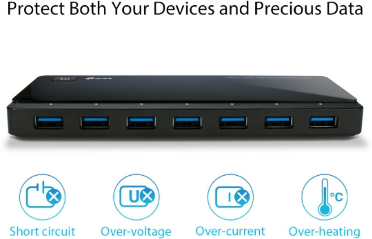 Image of TP-Link UH720 7-Port Hubwith 2 5V /2.4A Charging Ports USB Adapter