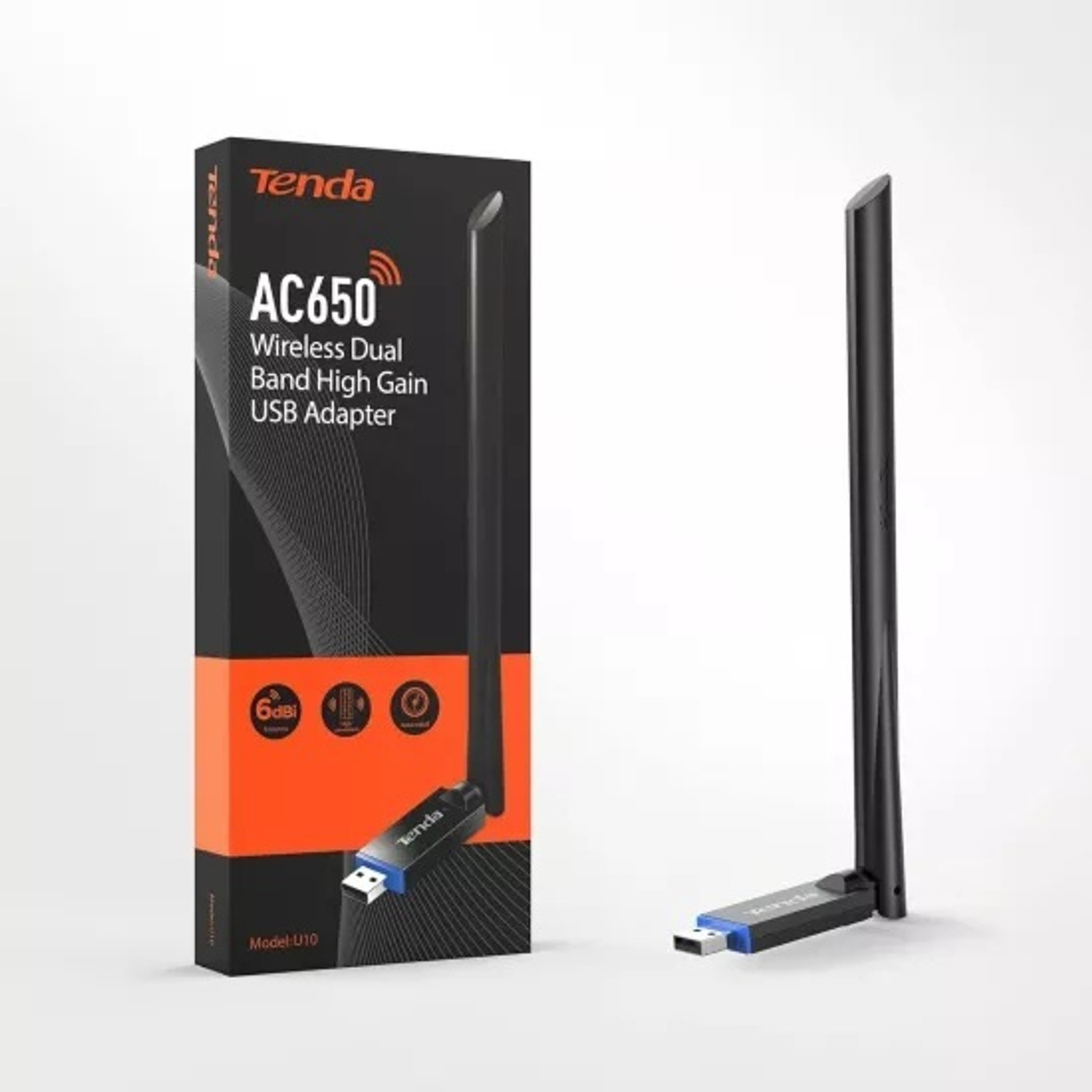 Image of TENDA U10 AC650Mbps Dual-Band Wireless Dongle, 6dBi Internal Antenna, Soft AP Mode, USB Adapter