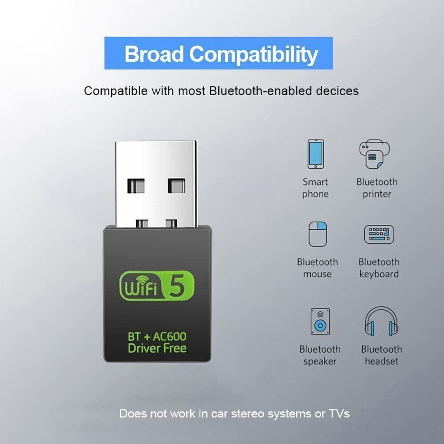 Image of Zeptrox 5G WiFi Dongle Dual Band 2.4Ghz /5.8Ghz + Bluetooth Receiver For Windows Only USB Adapter