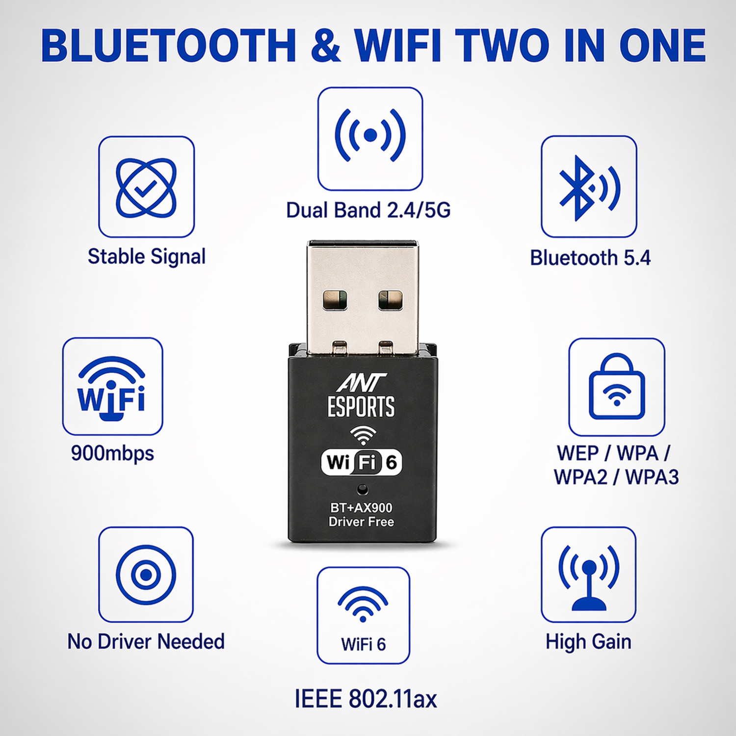 Image of Ant Esports AE900X Dual-band WiFi 6+ BT USB Adapter USB Adapter