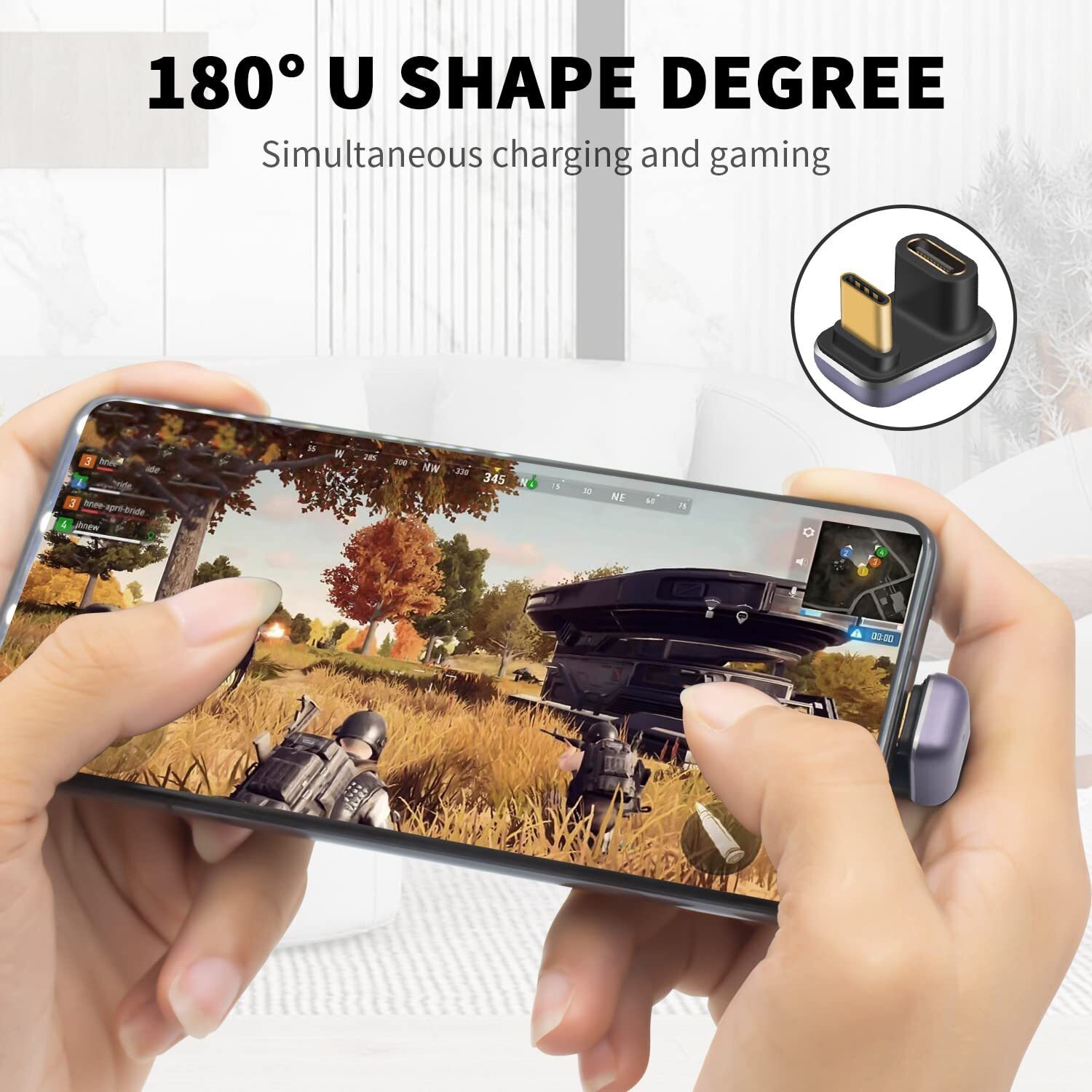 Image of atdaraz 180 Degree USB C Adapter 240W, U Shape USB C Adapter 40Gbps, USB C Extender Connector Support 8k Video Audio Display for Laptop, MacBook, Thunderbolt 4 /3 Laptop Accessory