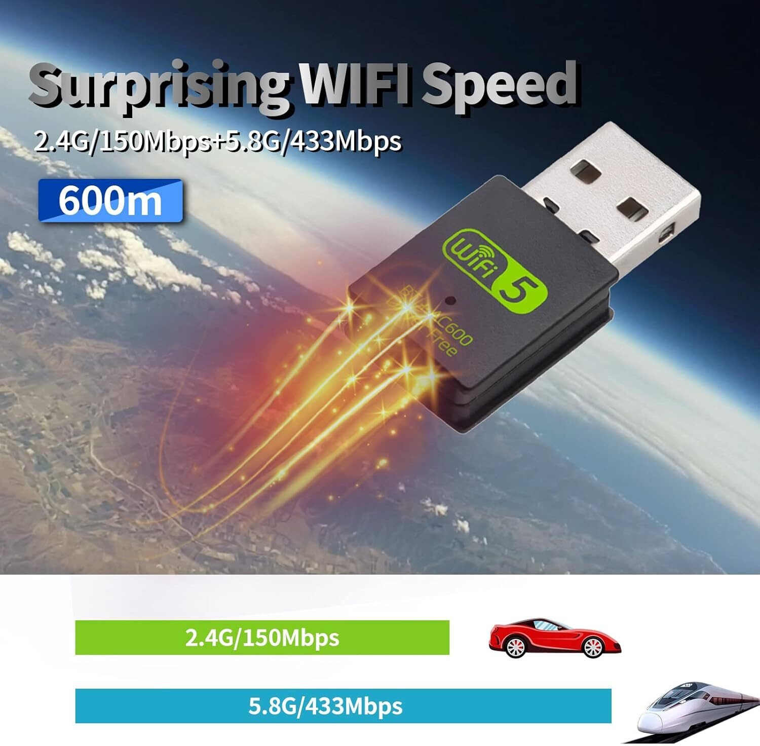 Image of Bkc Bluetooth and WiFi Adapter for Computer USB Adapter