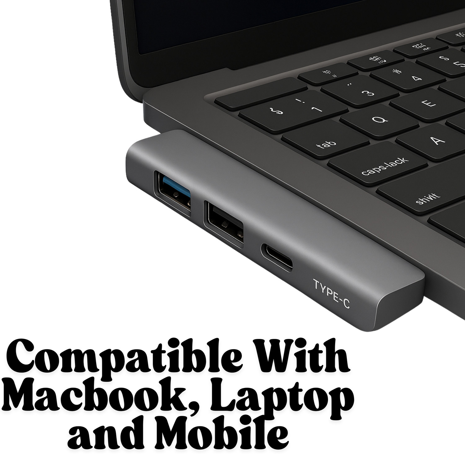 Image of Rackit Power USB Hub with 3 USB Ports,1 Type C Port, USB Plug, USB 3.0, 2-Port USB 2.0 USB Hub (Grey)