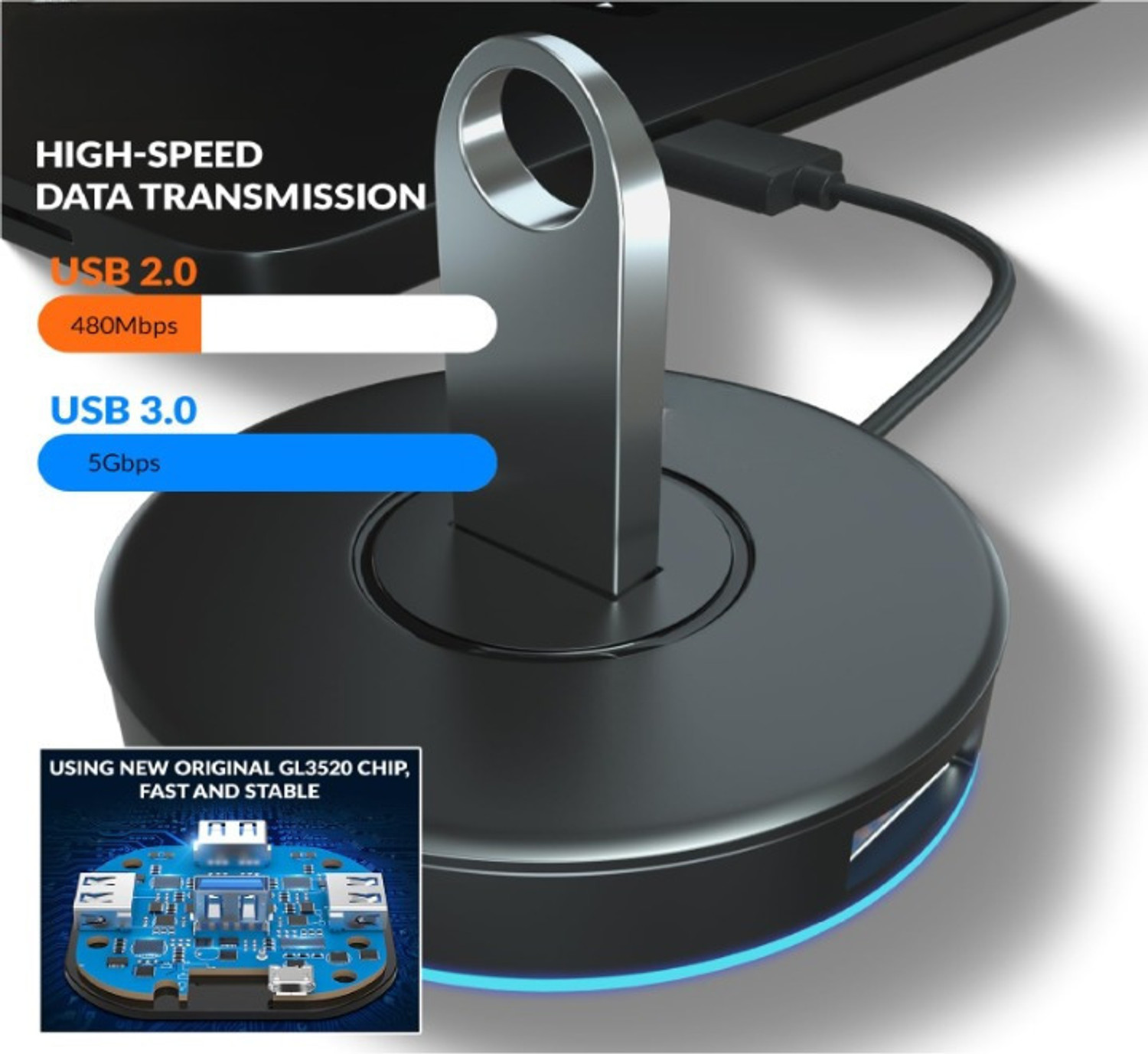 Image of Aliens 4-Ports USB A to USB 3.0 HUB with High-Speed Data Transfer & Fast Charging for MacBook, Mac Mini, iMac Pro, Microsoft Surface, Laptops & Desktops USB Hub