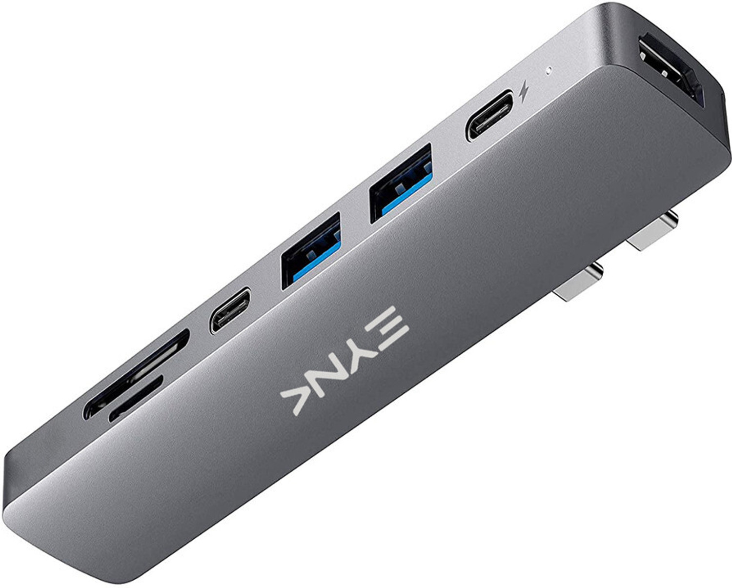 Image of EYNK 7 in 2 USB C Thunderbolt 3.0 Hub for MacBook Pro, MacBook Air, M1 MacBook-Grey Thunderbolt USB C Hub 7 in 2 Aluminium Docking Hub with 4K HDMI USB Hub, HDMI Connector, Card Reader, Laptop Accessory, USB Charger (Grey)