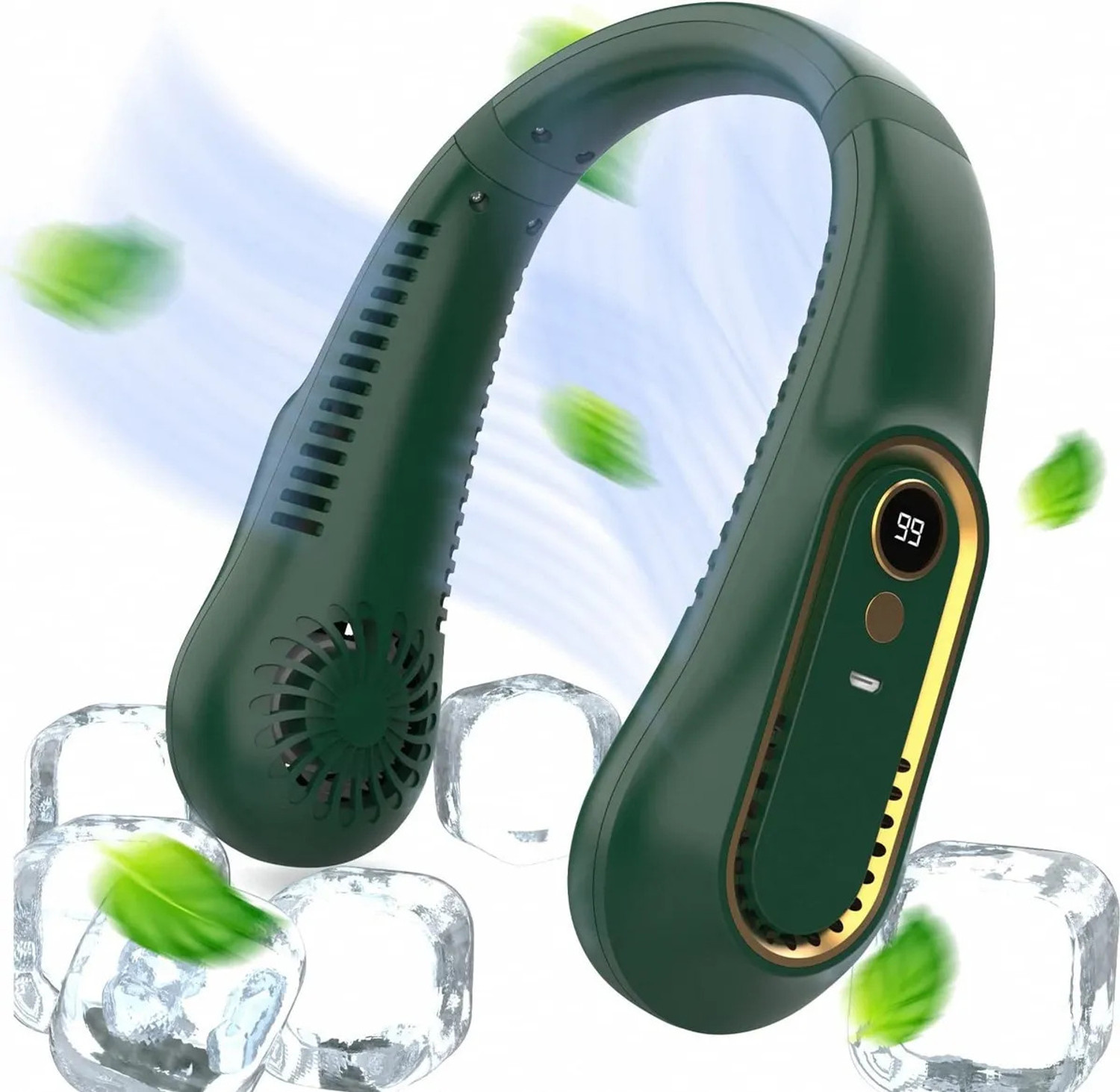 Image of Luranol CoLightweighty To Carry Neck Eaoling Fan For Women Kitchen and Summer Mini Handheld Portable Rechargeable, Small Type-c charger cable USB Fan