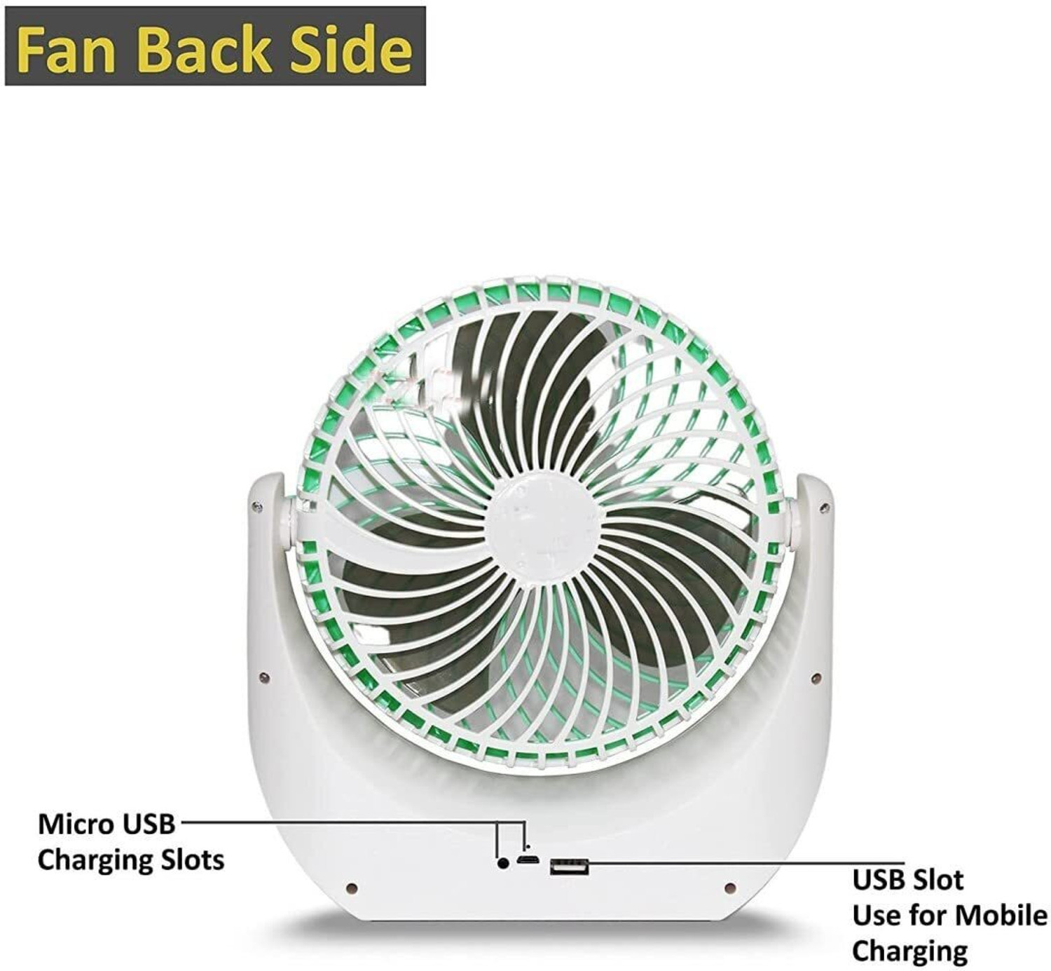 Image of Ampeva High-Speed 4000mAh Rechargeable Table Fan with LED Light, Portable Fan, USB Fan, USB Battery Powered Quiet Personal Fan, 3 Speed For Kitchen, Office, Home USB Fan
