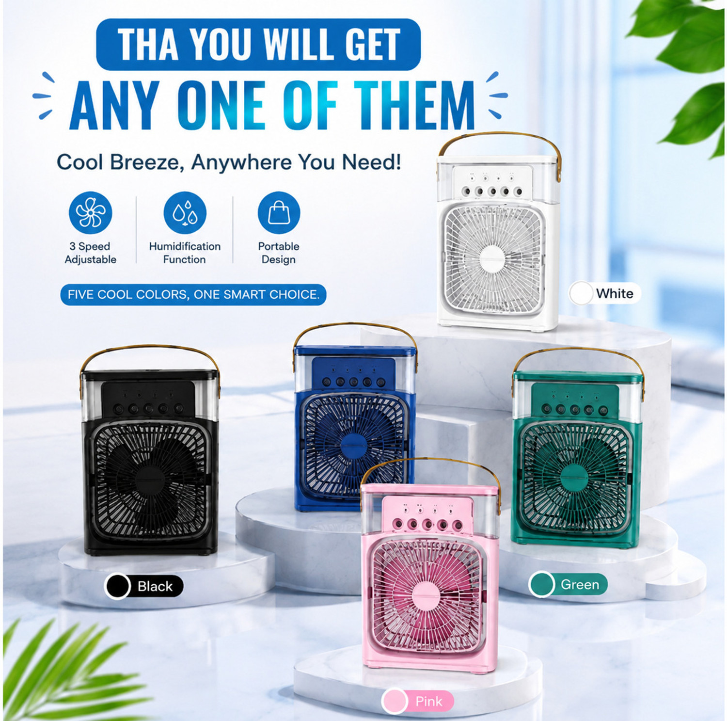 Image of SakhiHome Mini Portable 3 in 1 Air Cooler 10inch Mist Humidifier & USB Cable & LED Light MC-438 USB Air Cooler