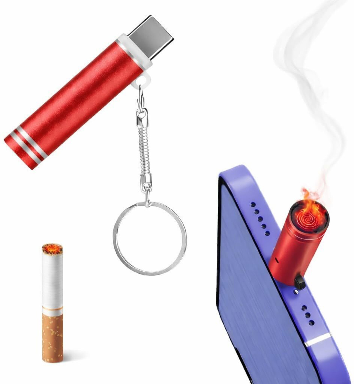 Image of Mobofix Best Gifting Purpose USB Mobile| Mobile USb Gadget Type C Lighter | Key Ring Cigarette Lighter