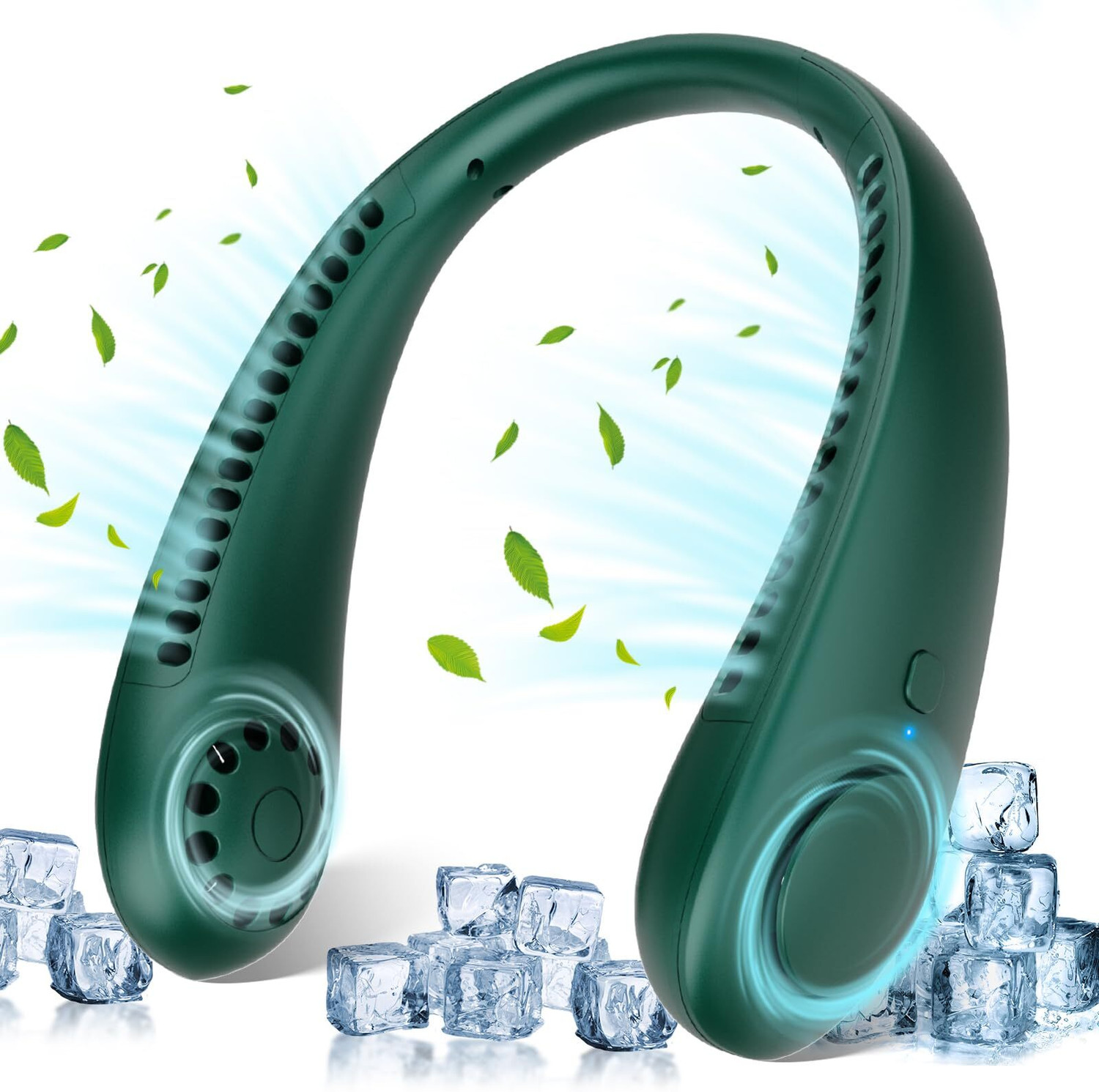 Image of KRITAM Neck Cooling Fan for Summer, Kitchen Women, Travel Outdoor Neck Fan with Cooling, Neck Fan Rechargeable Neck Air Conditioner USB Fan