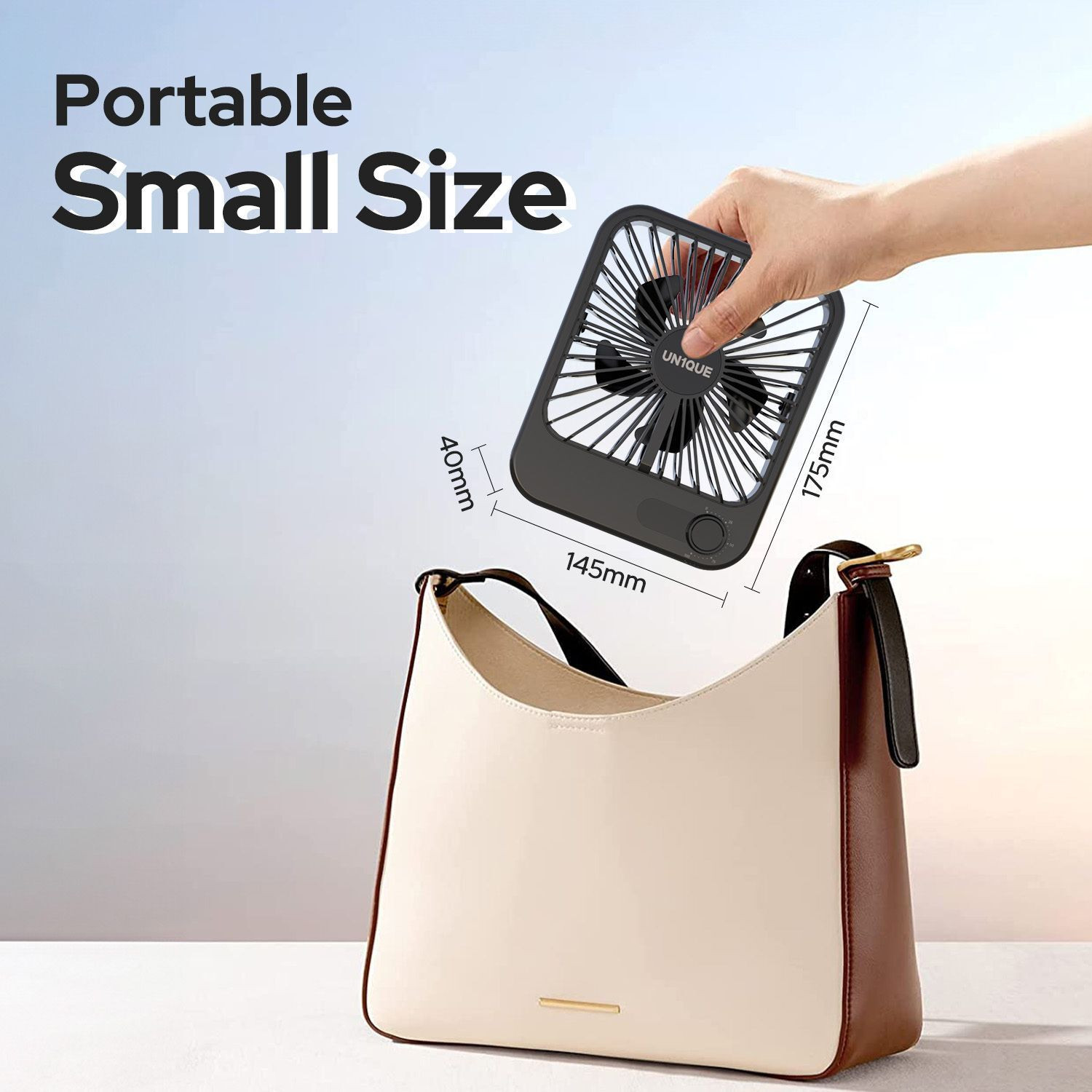 Image of UN1QUE Portable Clip on Fan Battery Operated, Powerful USB Table Fan, 3 Speed Portable Clip on Fan Battery Operated, Powerful USB Table Fan, 3 Speed Laptop Accessory, Rechargeable Fan, USB Air Cooler, USB Air Freshener, USB Air Purifier