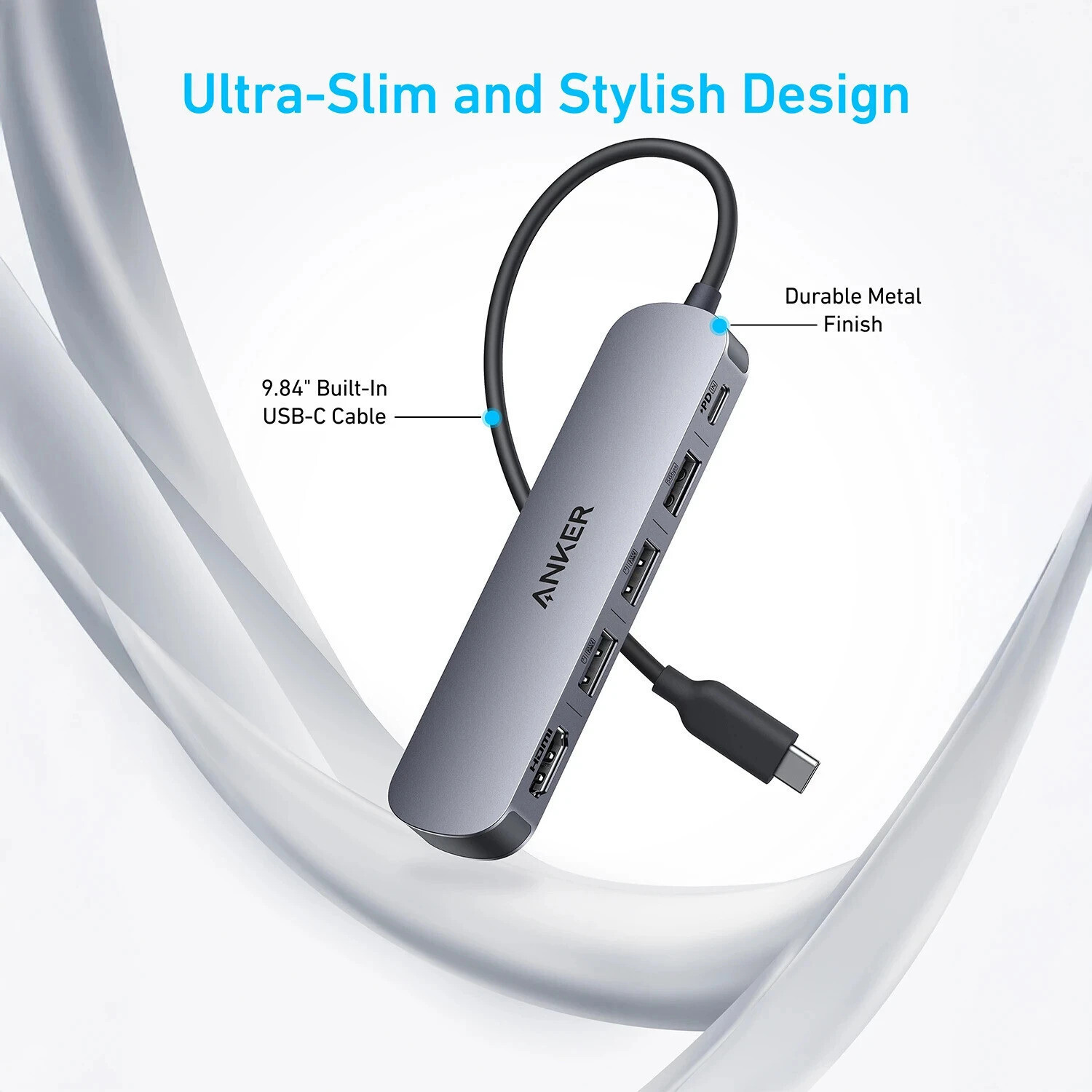 Image of Anker USB-C Hub (5-in-1), 4K@30Hz HDMI with 100W Max Power Delivery A83570A0 USB Hub