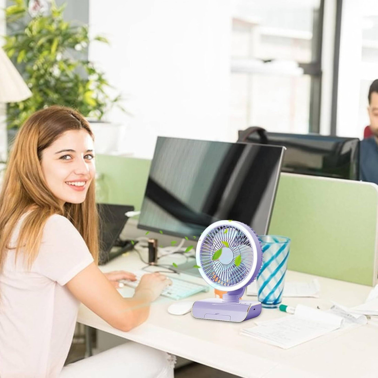 Image of Tazomi Portable USB Fan with 3 Speeds|Up to 5-hours Battery Backup|Type-C Charging Mini Portable Battery Operated Multi-Function USB Fan