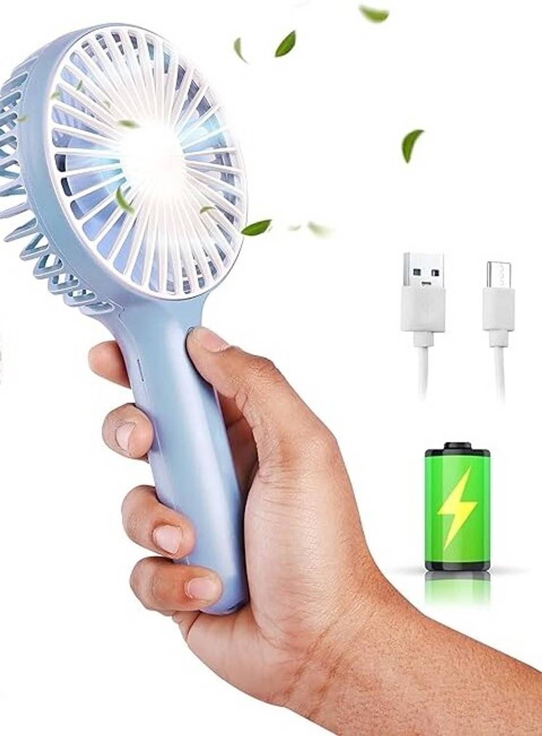 Casecade Portable Hand Fan | USB Rechargeable Fan | Adjustable 3 Speeds | Pocket Fan | Ideal for Office, Outdoor, Home & Travel USB Fan, Rechargeable Fan