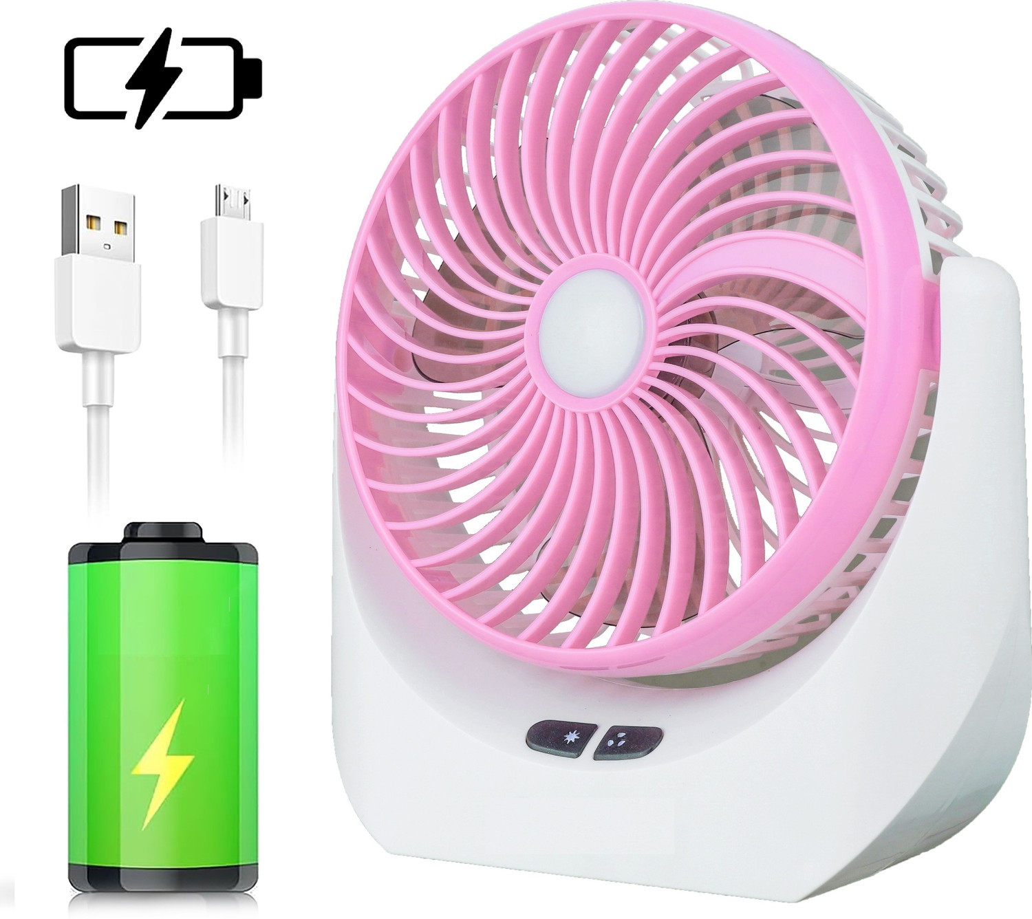 Image of TAKSHA FANS High Speed Rechargeable portable Table Fan with LED Light Battery Powered 3-Speed Portable Mini USB Fan For Home, Office , Kitchen USB Fan