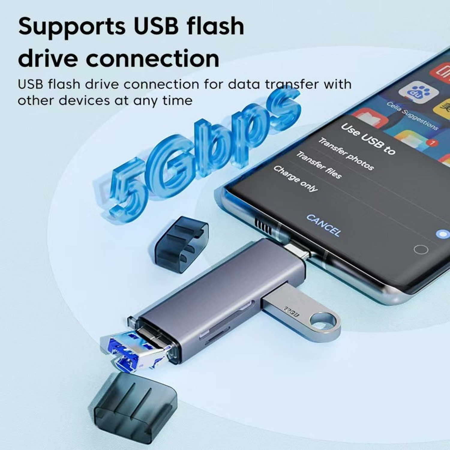 Image of Good One OTG Type C SD TF Card Reader 6 in 1 USB 3.0 Micro USB Flash Drive, Card Reader