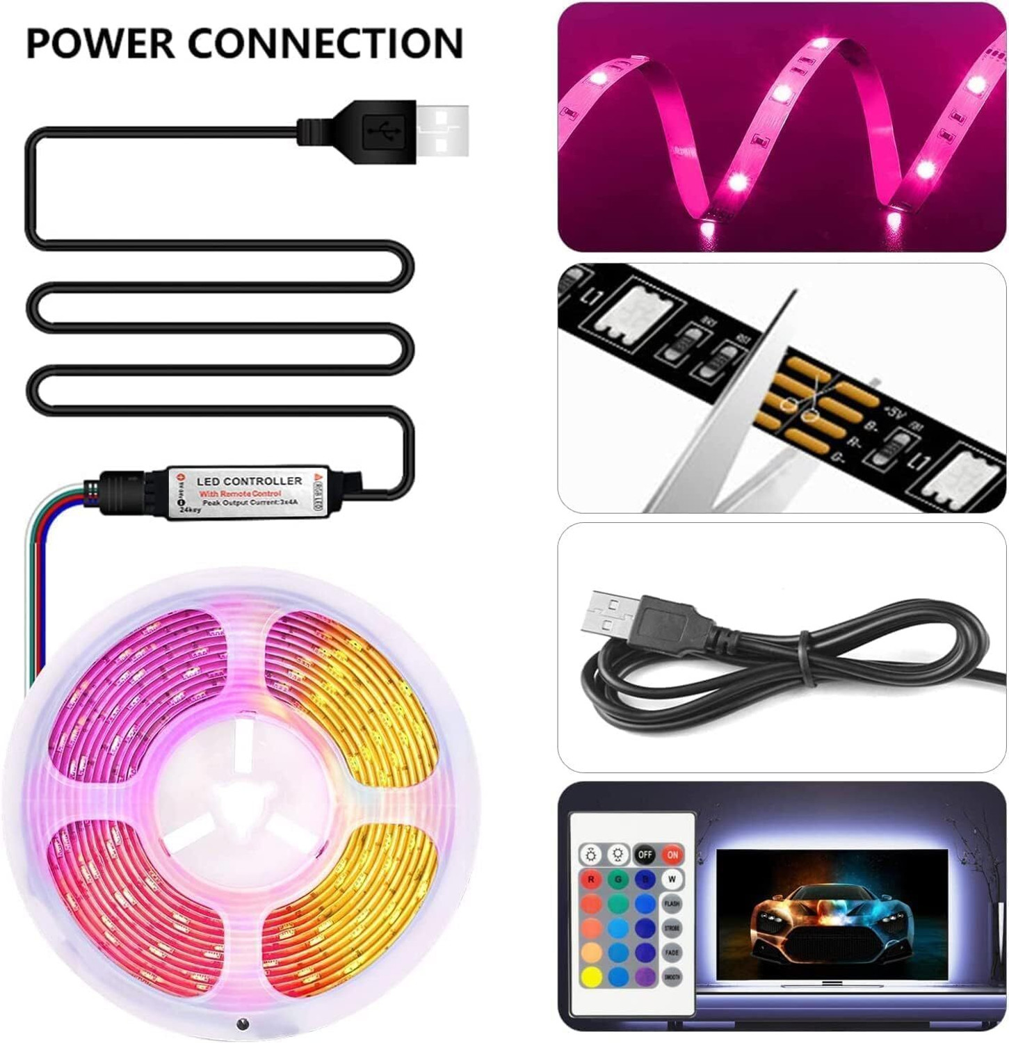 Image of AONEPTER Color Changing Lighting Kit with Remote Control Color Changing Lighting Kit with Remote Control Led Light