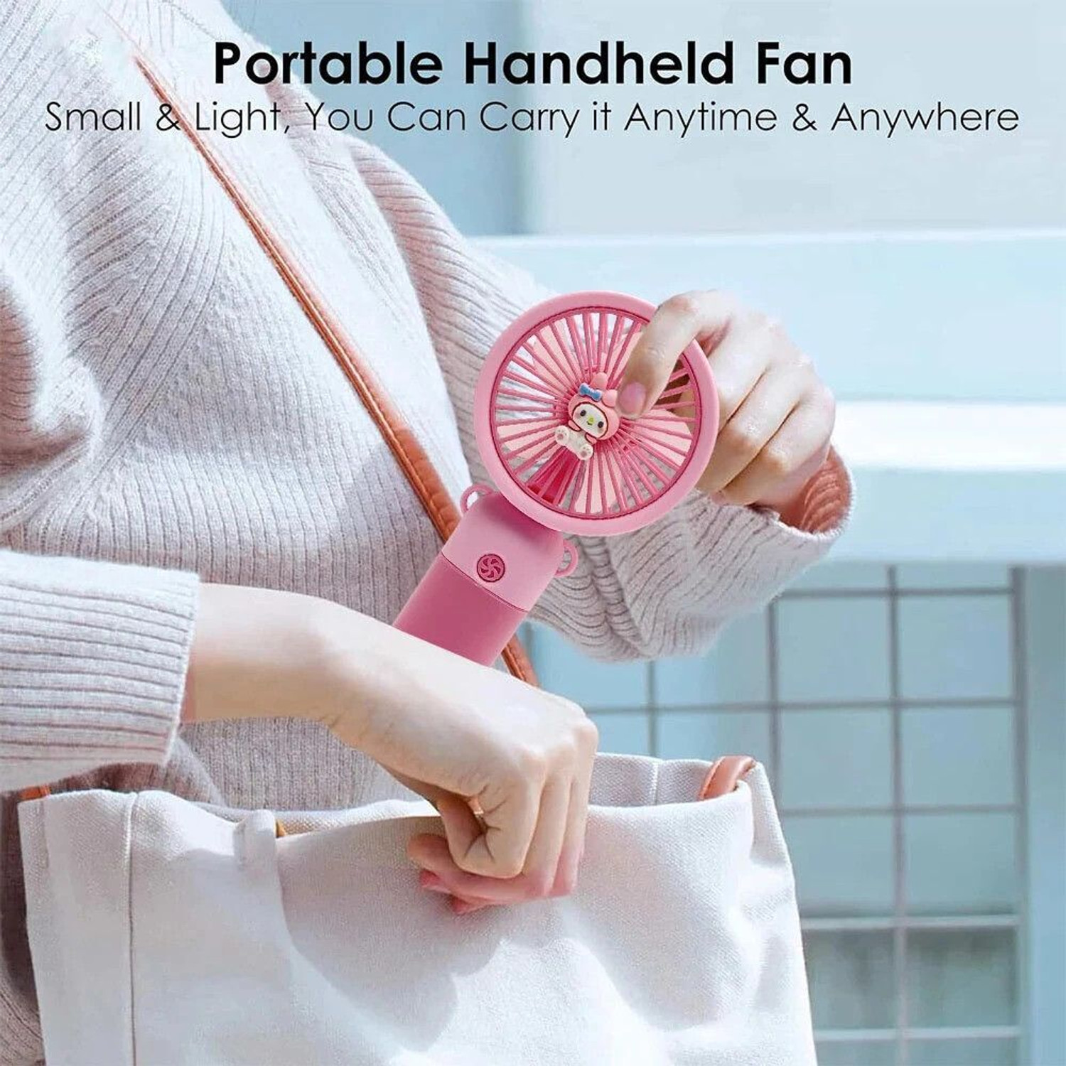 Image of Felinar Handheld Neck Desk 3 in 1 Mini Fan 90 Foldable Mini Portable USB Fan 1-Speed Mini Portable Fan Rechargeable USB Handheld Fan in pink USB Fan