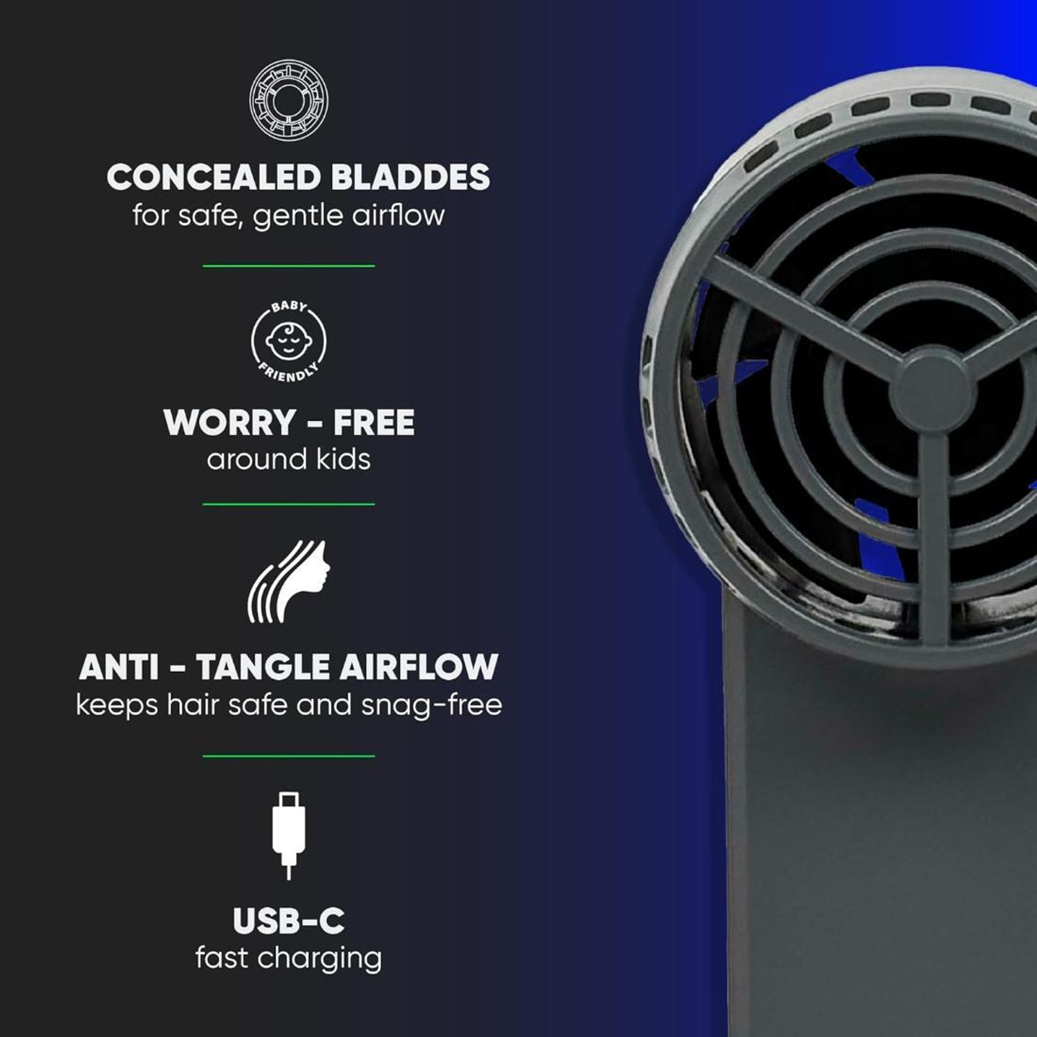 Image of Brrf Handheld Tiny Turbo Fan (Upto 18 Hours Running) Rechargable 2000 mAh Long Inbuilt Battery Operated Portable Fan, Desk Fan, Carry it anywhere with 3 Speeds USB Fan