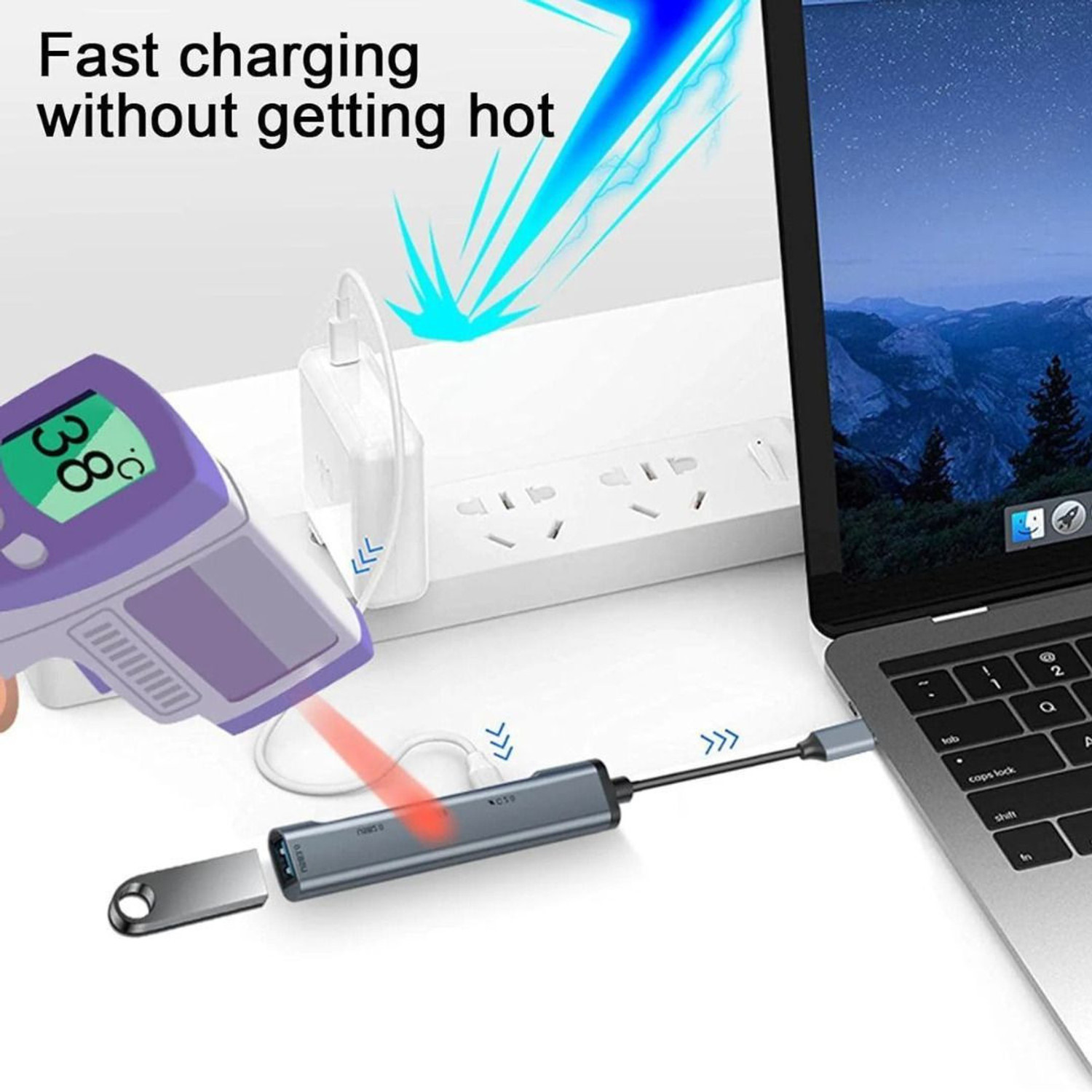 Image of WEROX USB C Hub 4 in 1 Multiport USB Adapter with 1x USB 3.0, 4X USB 2.0 Ports 60W PD Charging Port for Mac USB Hub