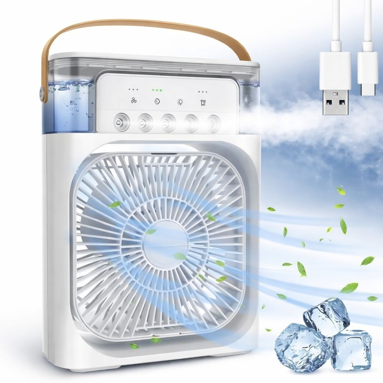 Image of ZAM ZAM ENTERPRISES Mini Air Cooler with Water Tank,Mist humidifier, Multi-Speed Desktop Cooler MAC-01 Led Light, USB Air Cooler, USB Air Freshener