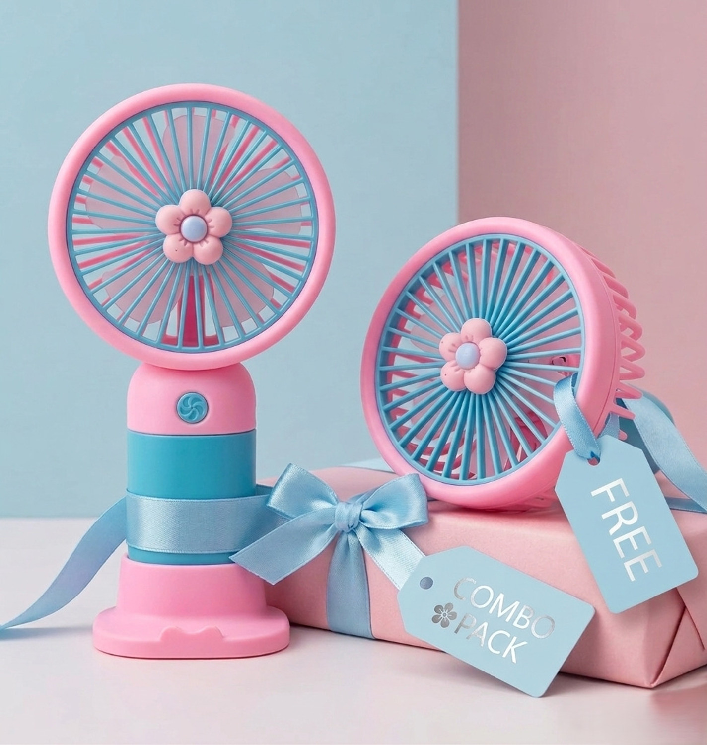 Image of Linaa Mini Portable Fan | 2 in 1 Combo Rechargeable USB Fan with Stand & 3 Speed Modes K170770 Rechargeable Fan