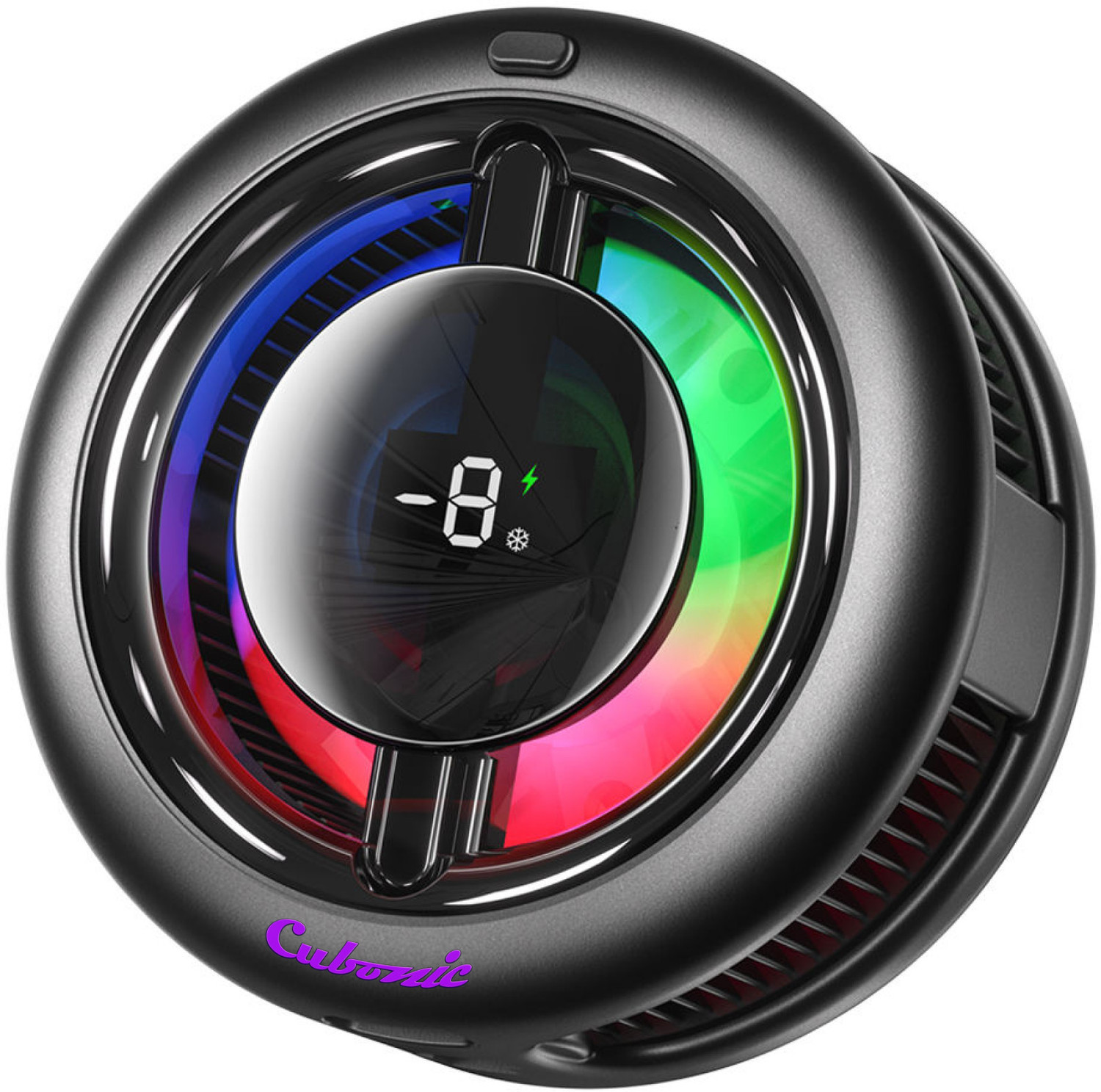 Image of Cubonic 15W CX19 Magnetic Cooler + Wireless Charging Device with Compatible IOS /Android Gadgets, LED Display, Cool RGB, 1 Button Operation, Instant Chill Type C Wired USB Fan
