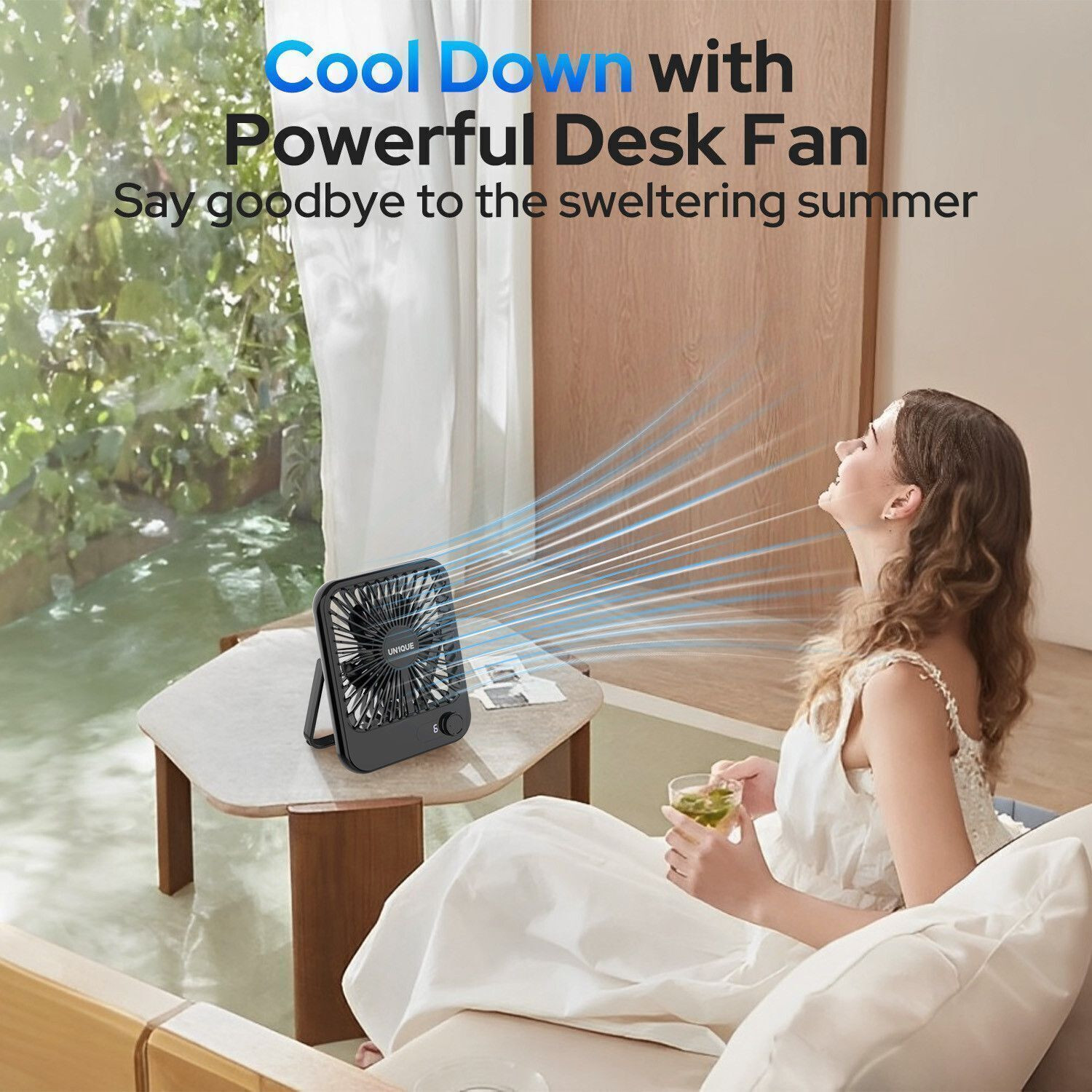 Image of UN1QUE Portable Clip on Fan Battery Operated, Powerful USB Table Fan, 3 Speed Portable Clip on Fan Battery Operated, Powerful USB Table Fan, 3 Speed Laptop Accessory, Rechargeable Fan, USB Air Cooler, USB Air Freshener, USB Air Purifier