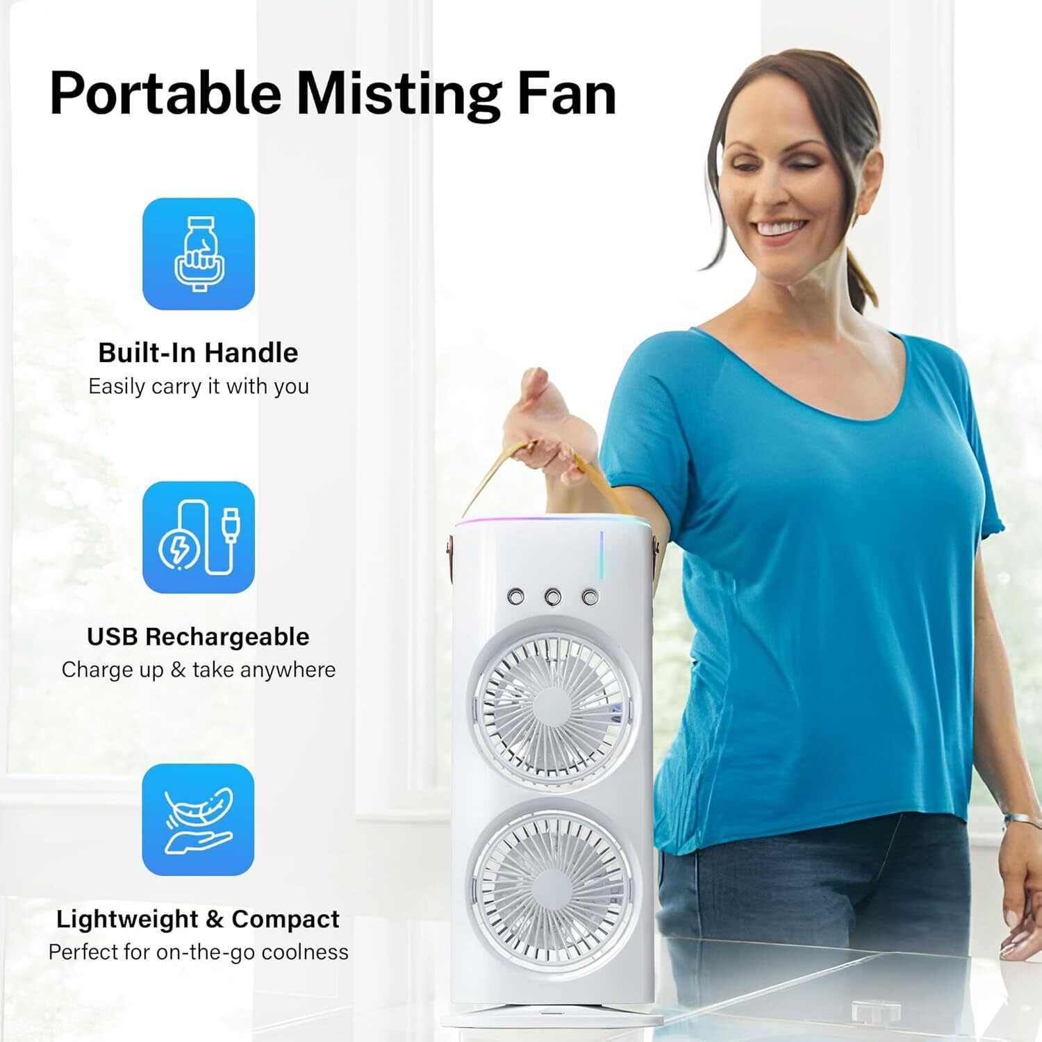 Image of CITRODA USB Rechargeable table | Desk Fan for Home Office Travel | USB Fan Mini with 1 Year Warranty Silent Operation Table Fan