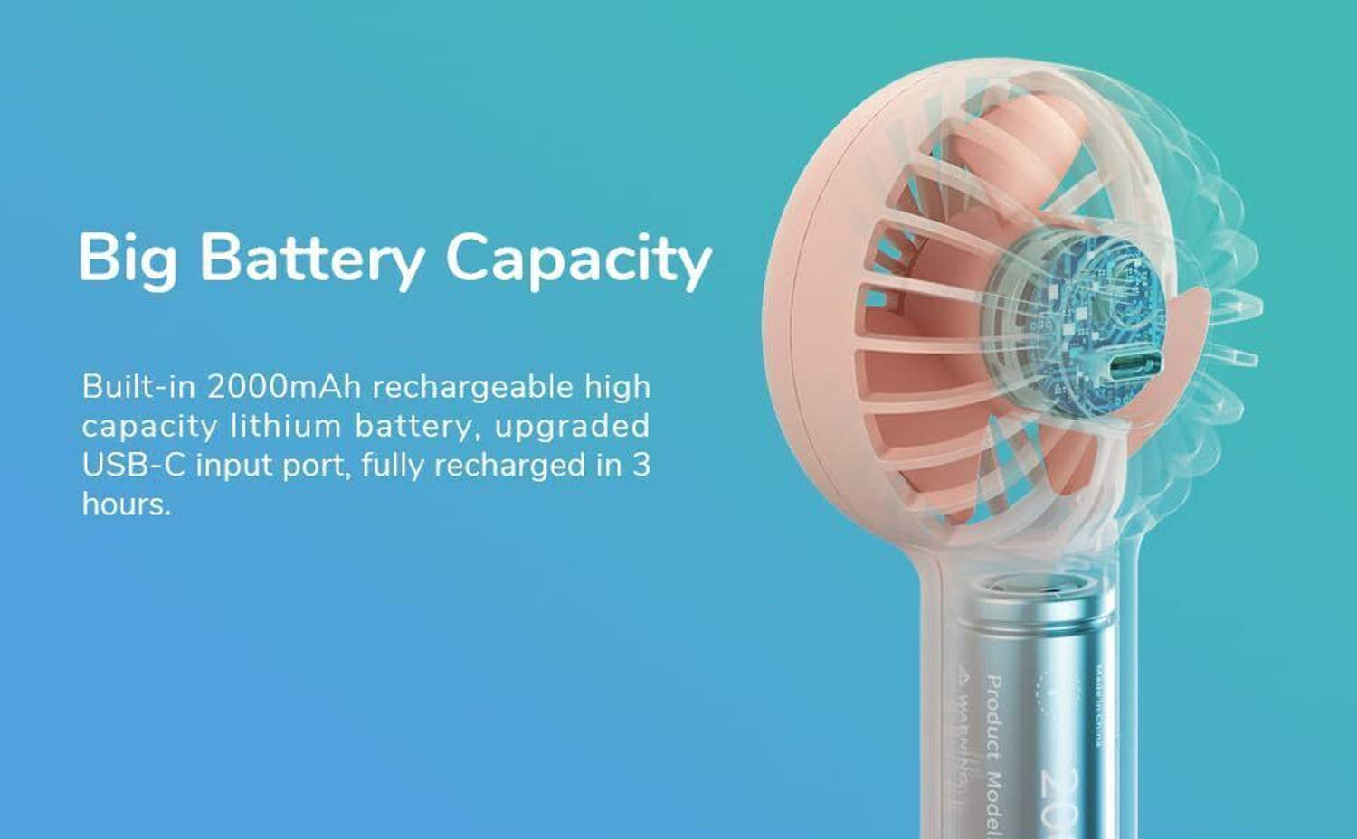 Image of Brrf Handheld Fan | Battery Operated Portable Fan, Desk Fan, Carry it Anywhere | with 12 Months Warranty Ultra High Speed 55 mm Table Fan