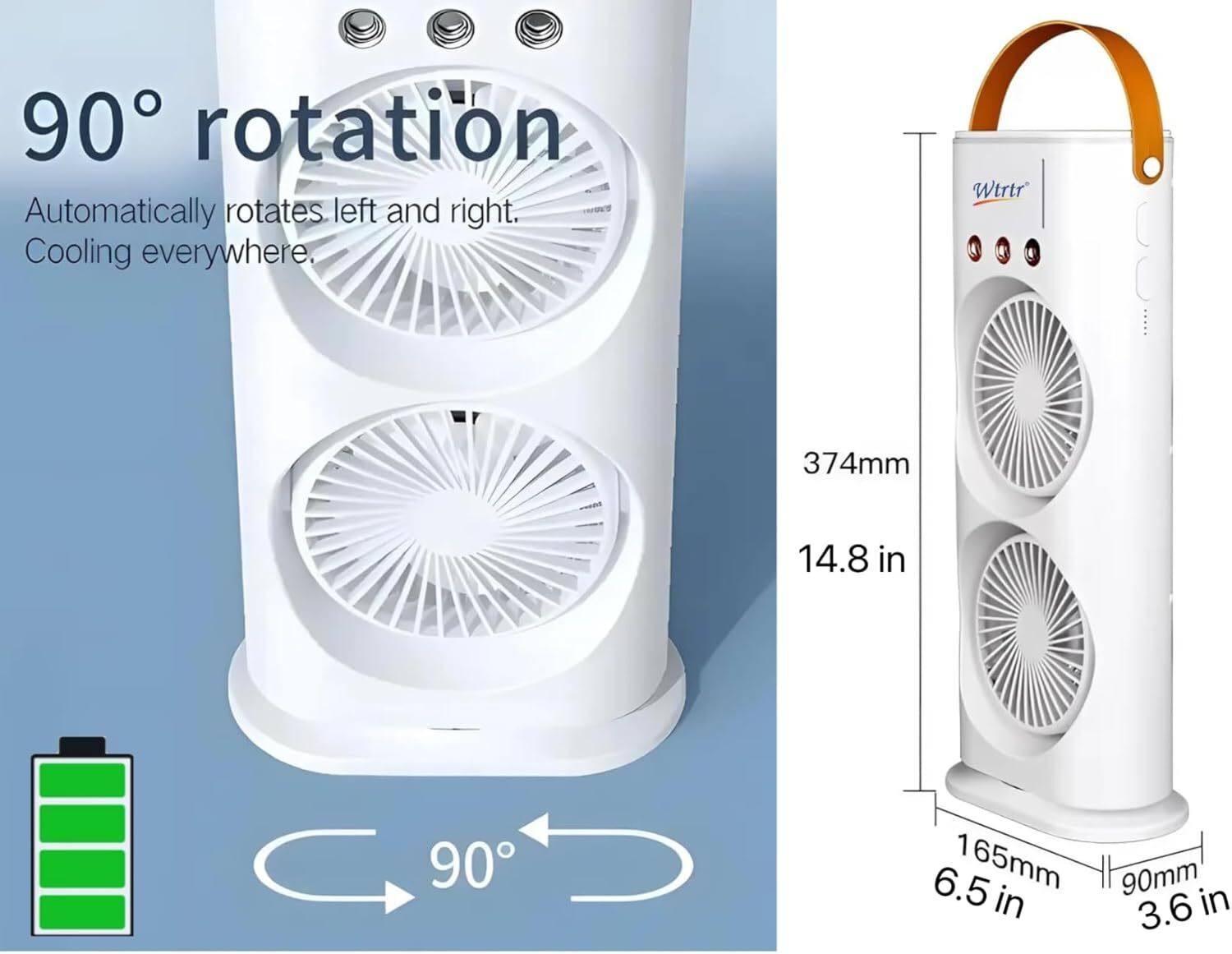 Image of CITRODA USB Rechargeable table | Desk Fan for Home Office Travel | USB Fan Mini with 1 Year Warranty Silent Operation Table Fan