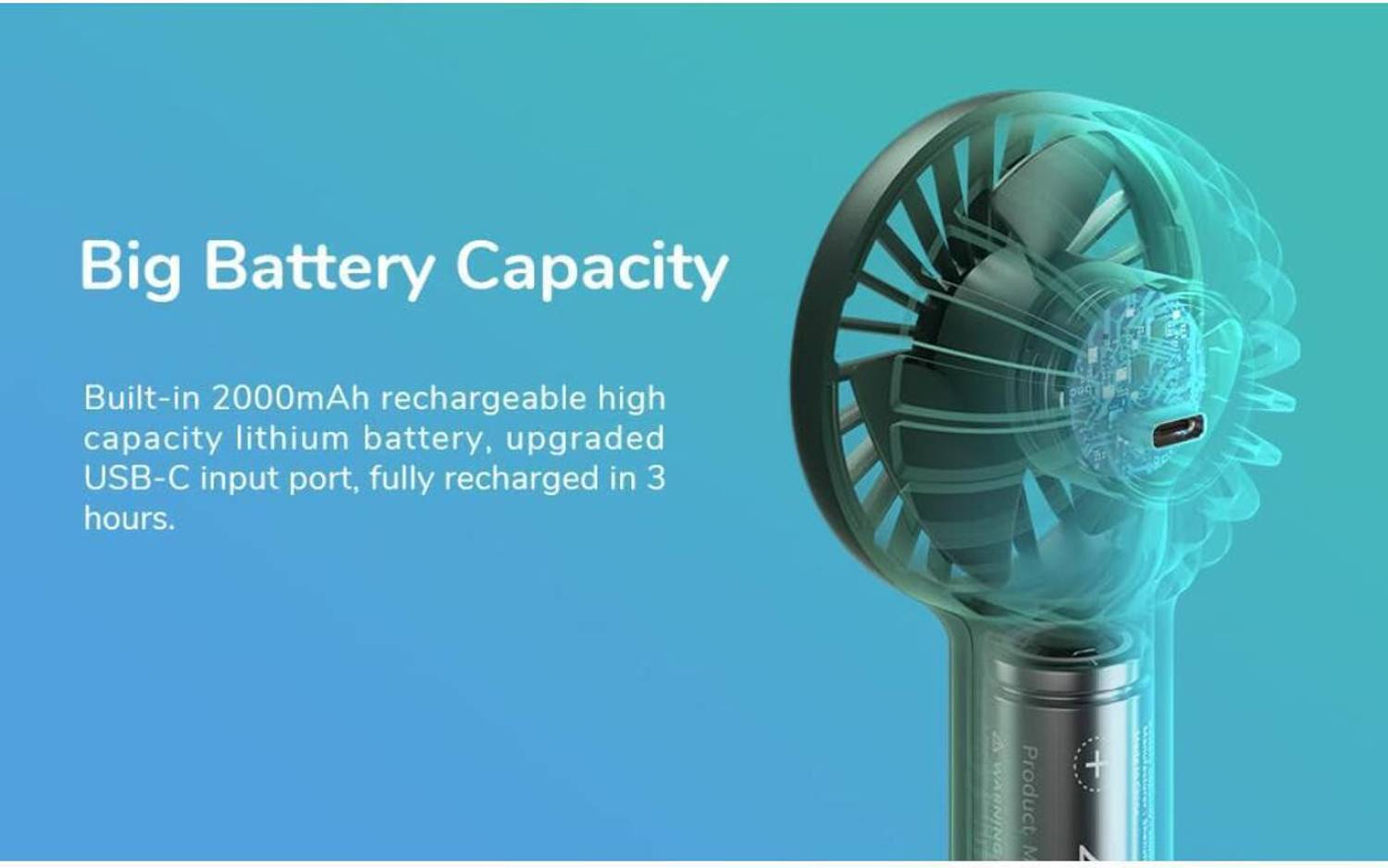 Brrf Pocket Fan 2000 mAh USB Rechargeable - Image 4