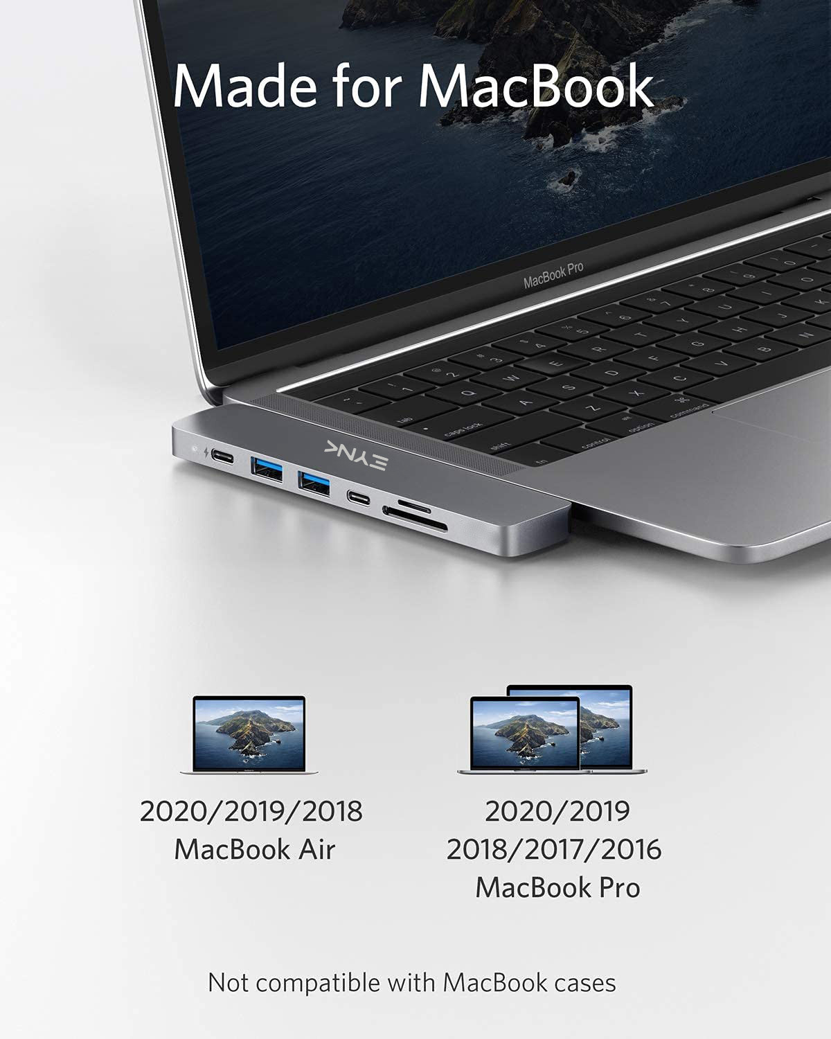 Image of EYNK 7 in 2 USB C Thunderbolt 3.0 Hub for MacBook Pro, MacBook Air, M1 MacBook-Grey Thunderbolt USB C Hub 7 in 2 Aluminium Docking Hub with 4K HDMI USB Hub, HDMI Connector, Card Reader, Laptop Accessory, USB Charger (Grey)
