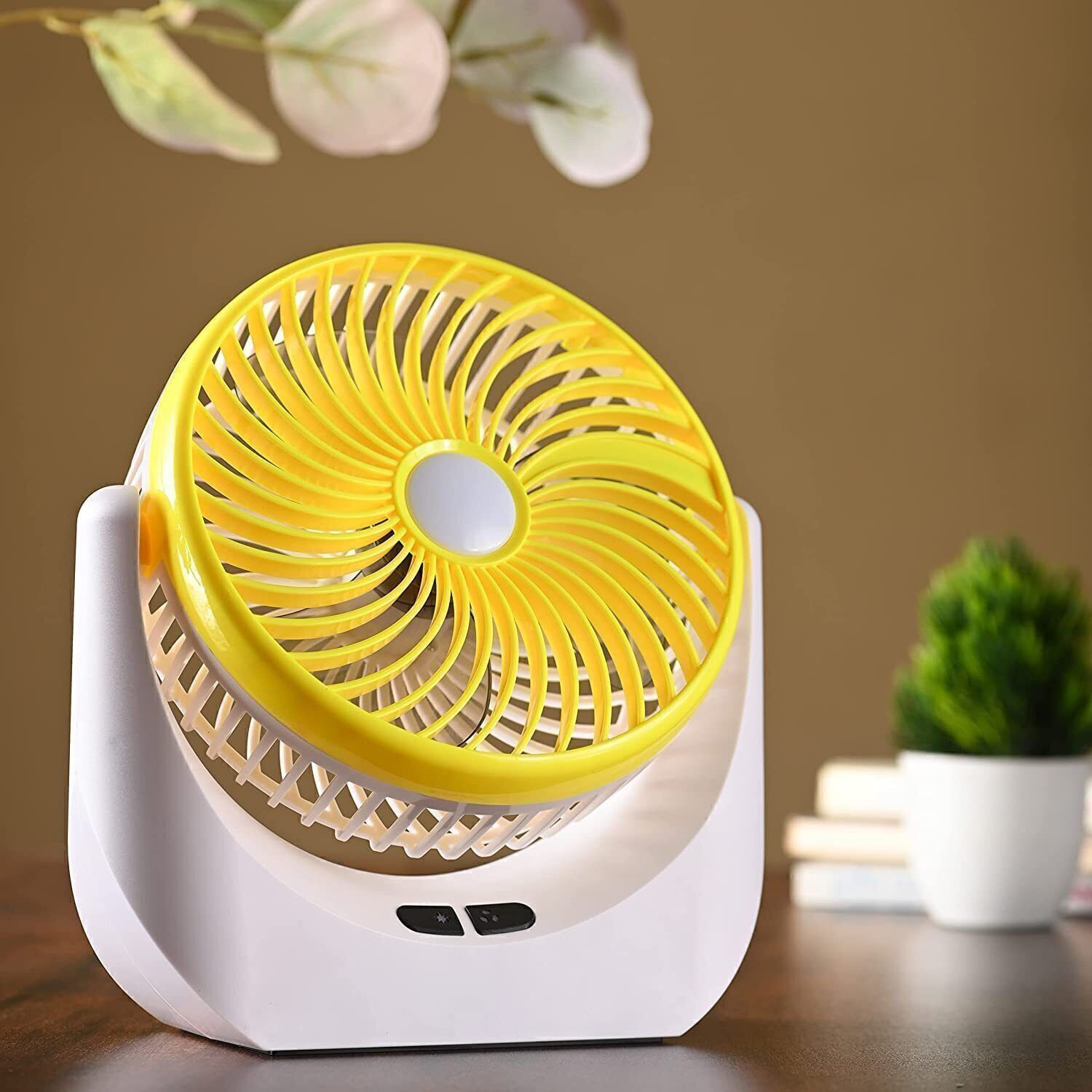 Image of Ampeva High-Speed 4000mAh Rechargeable Table Fan with LED Light, Portable Fan, USB Fan, USB Battery Powered Quiet Personal Fan, 3 Speed For Office, Home, Kitchen USB Fan