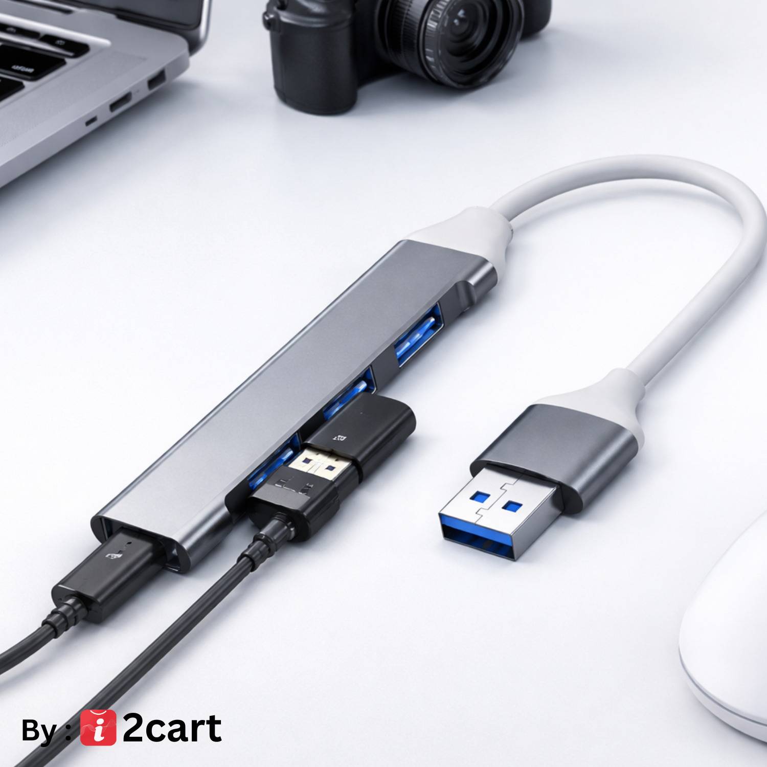 DELOX 4 in 1 OTG USB Hub Gray - Image 4
