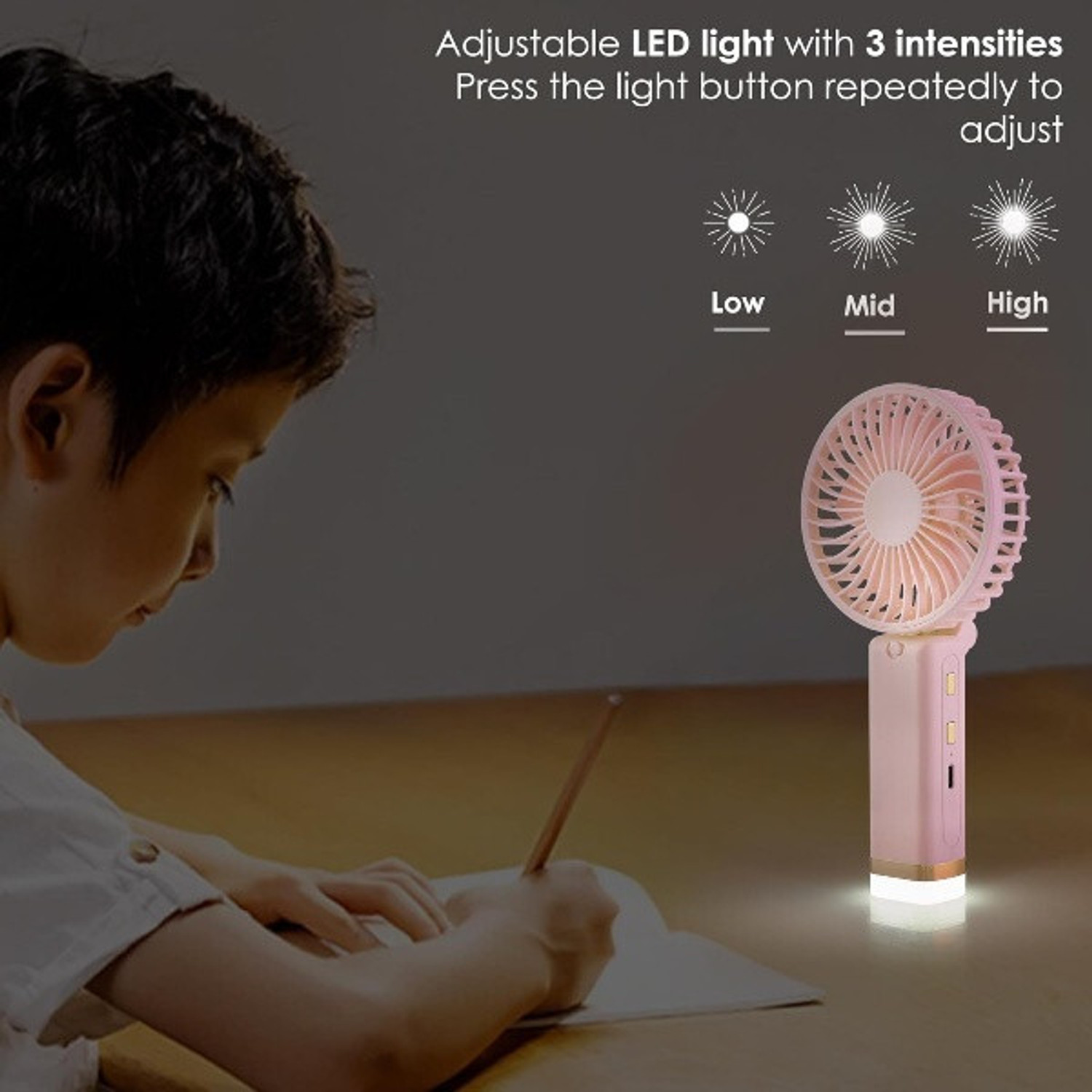 Image of PLERIZA Mini Handheld Fan,Portable Fan USB Rechargeable ,Small Pocket Fan Cooling Mini Portable Hand Fan with 5 Speed & 1200 mah battery USB Fan