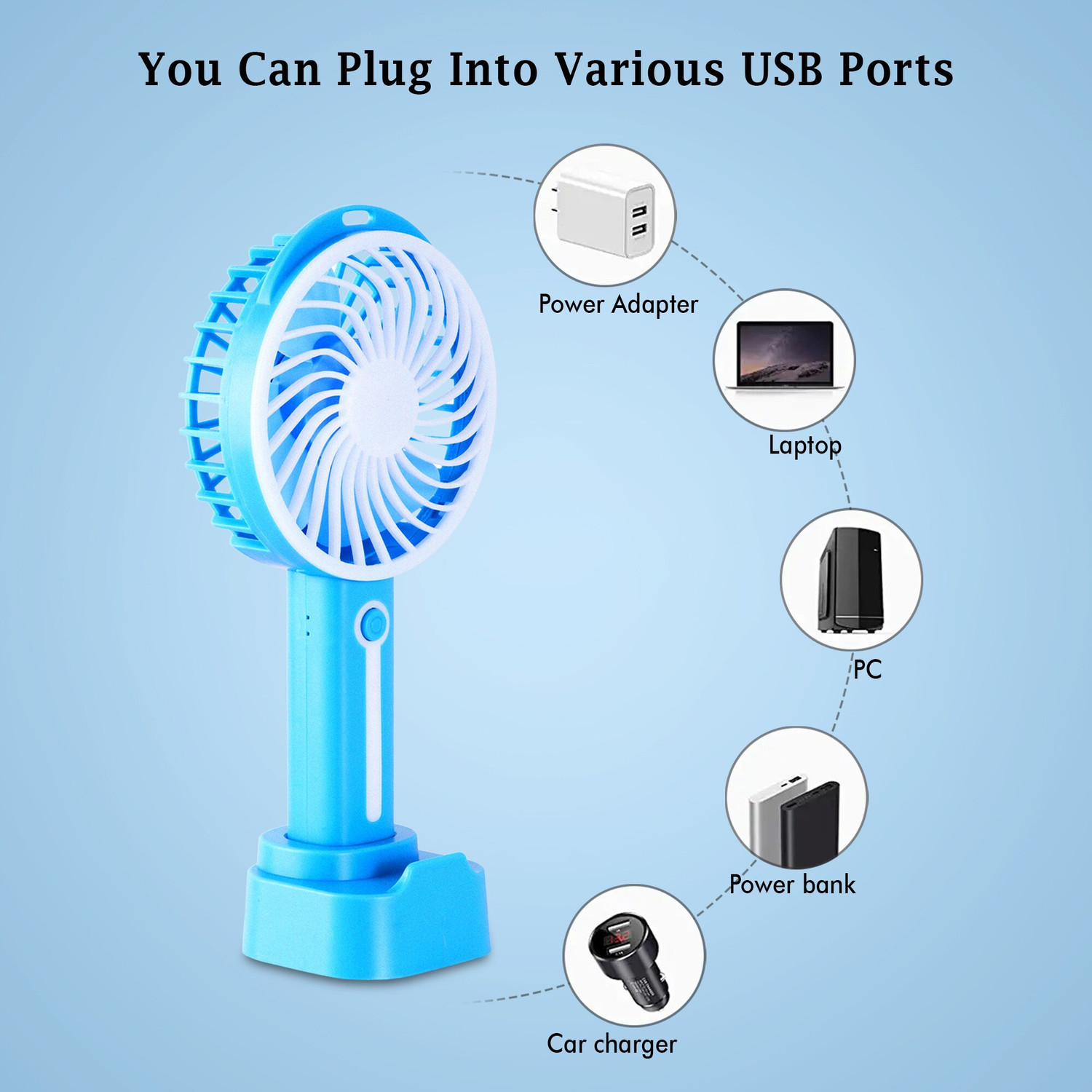 Image of MZ K5 (RECHARGEABLE PORTABLE USB FAN) With Built-In Mobile Stand 1200mAh Battery USB Fan