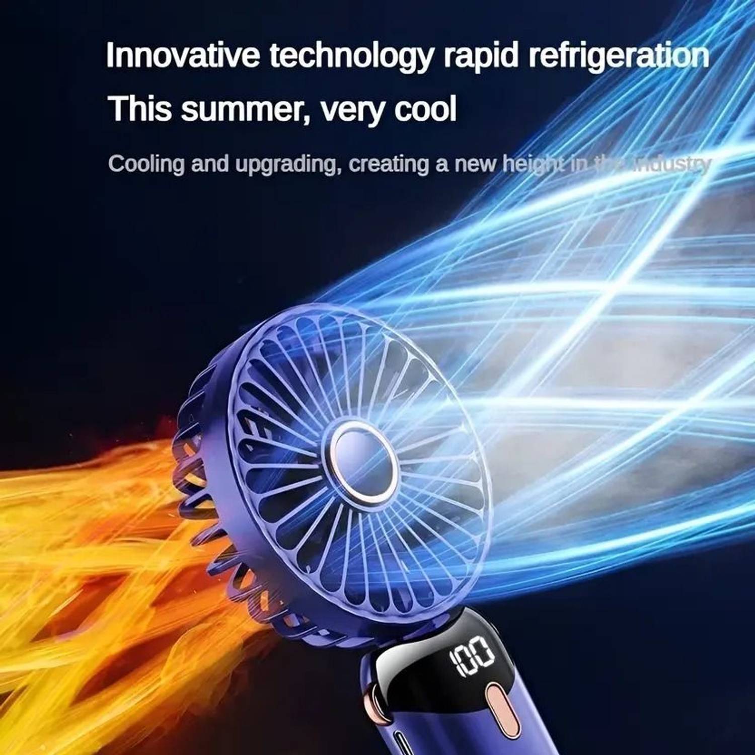 Hokiit Blue Mini Hand Fan, 5-Speed USB Rechargeable - Image 4