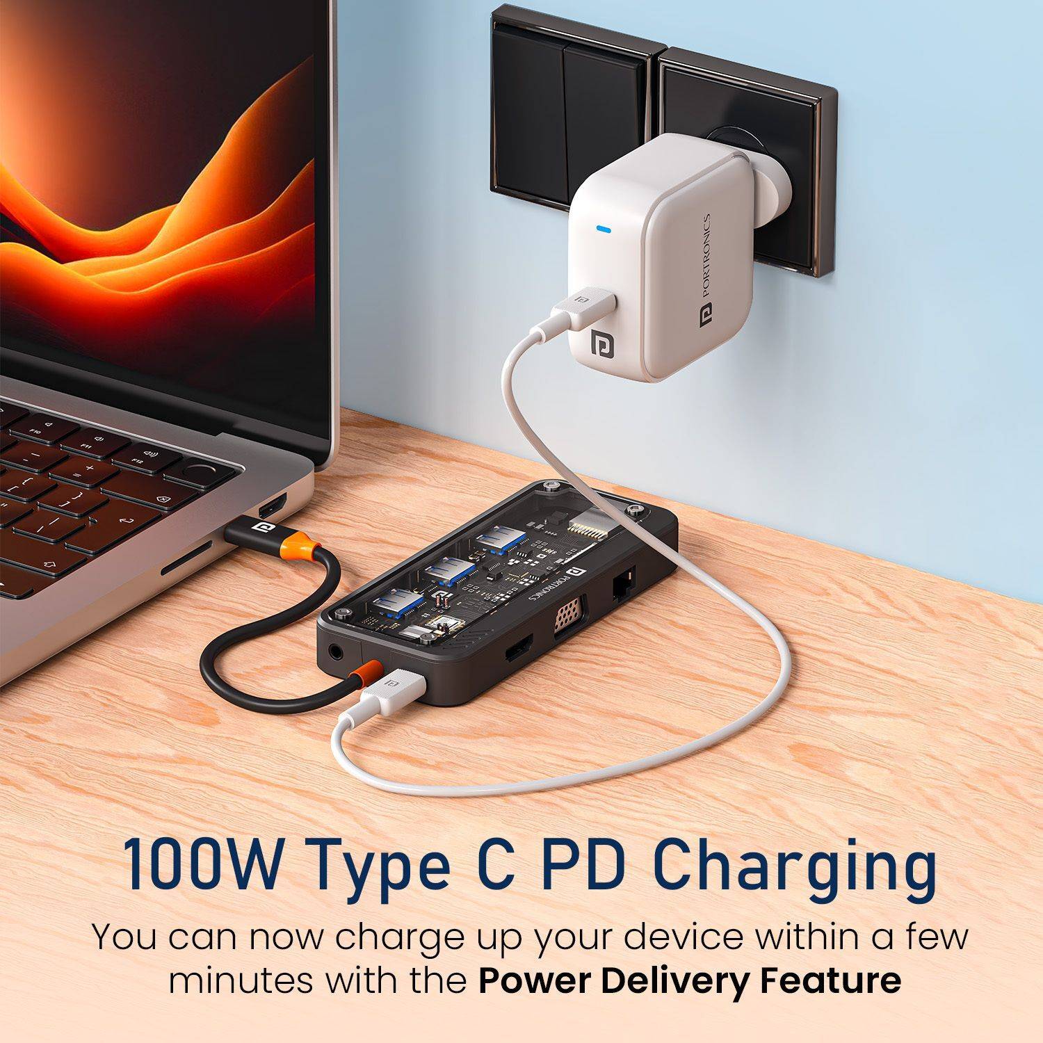 Portronics MPort View Three 10-in-1 USB-C Docking Station - Image 3